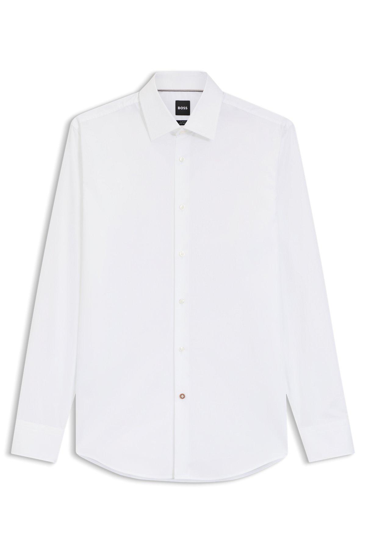 Slim-fit shirt in easy-iron cotton poplin Product Image