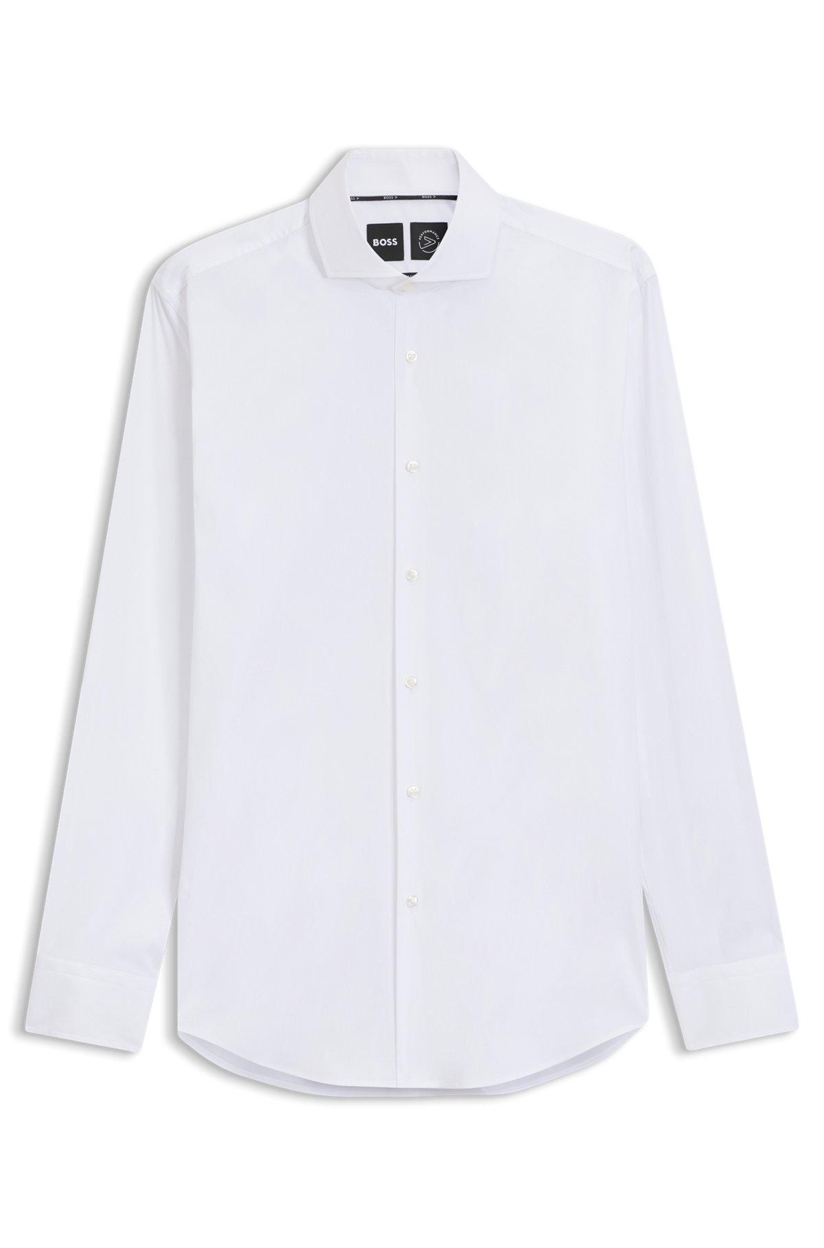 Slim-fit shirt in easy-iron cotton-blend poplin Product Image