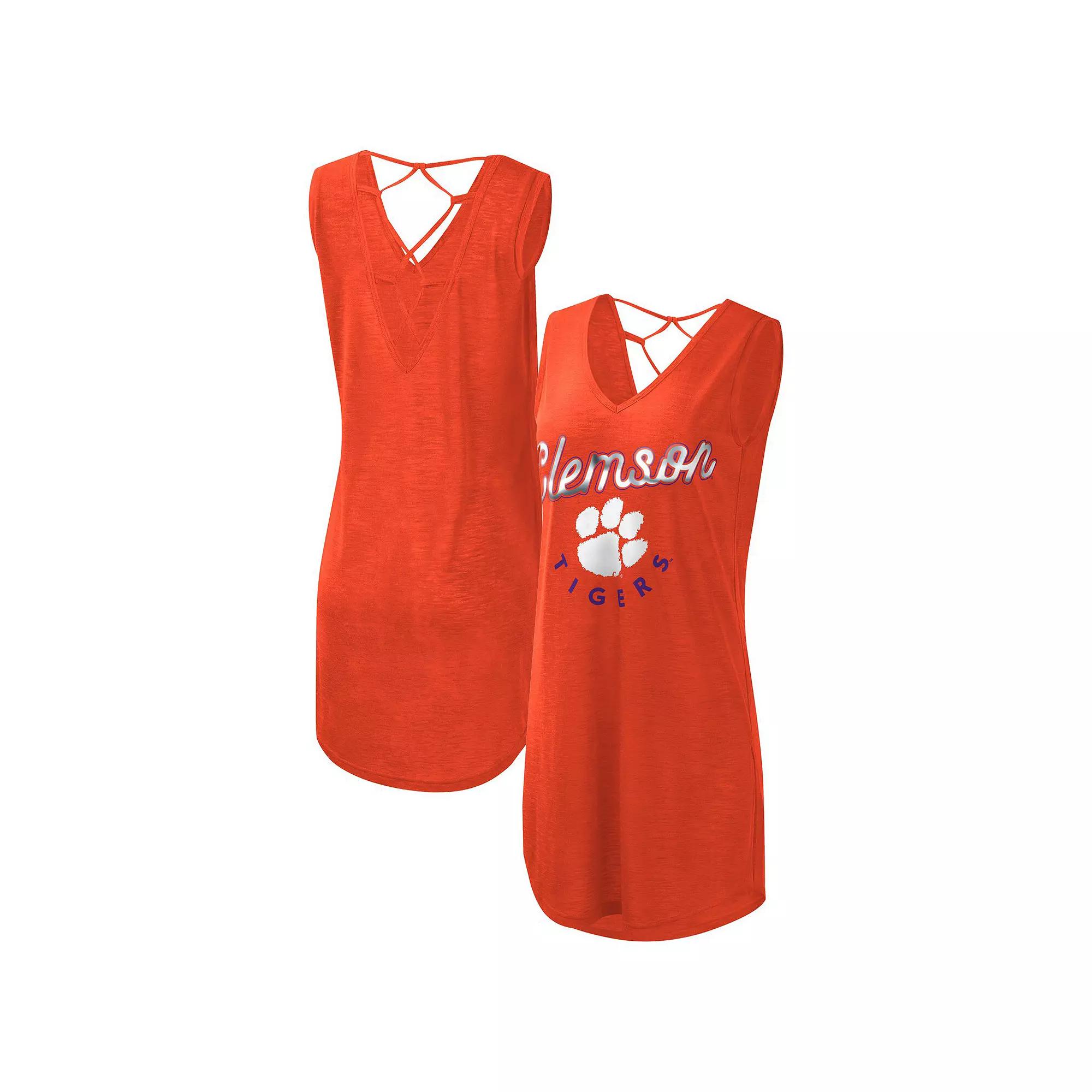 Women's G-III 4Her by Carl Banks Orange Clemson Tigers Game Time Burnout Cover-Up V-Neck Dress,  Product Image