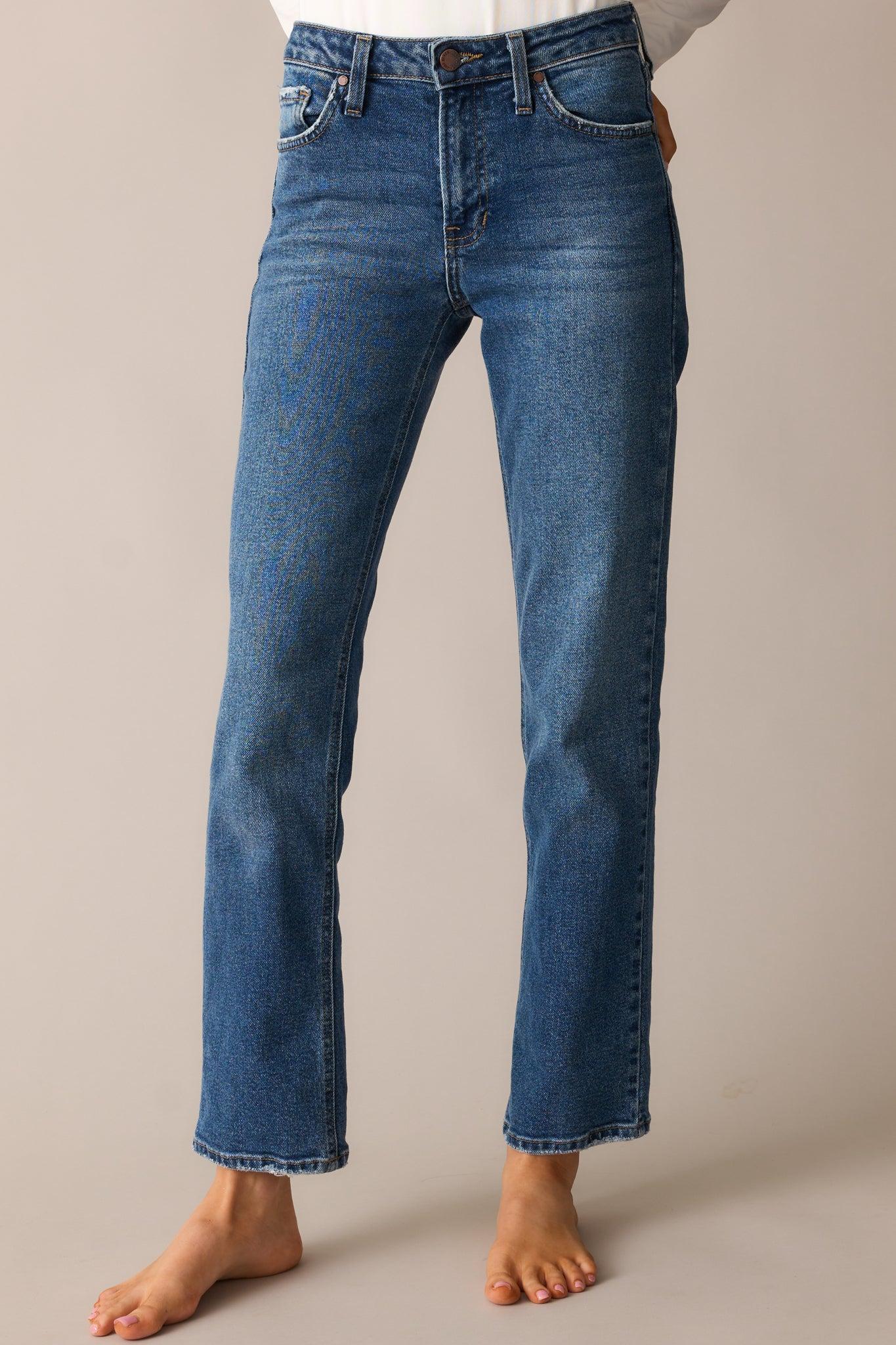 Forever Again Dark Wash Straight Leg Jeans Product Image