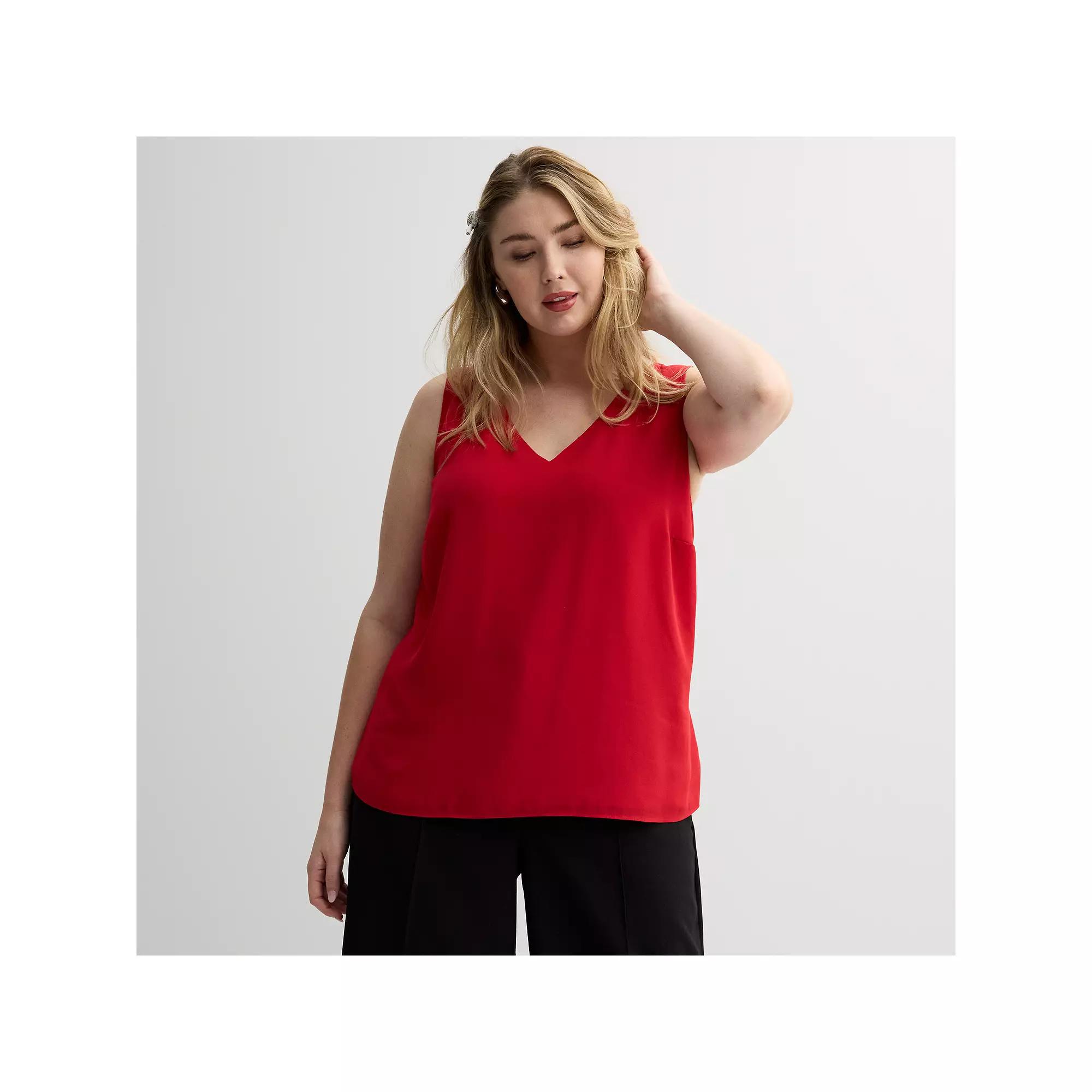 Plus Size Nine West Essential V-Neck Tank Top, Women's, Size: 0X, Ivory Tusk Product Image