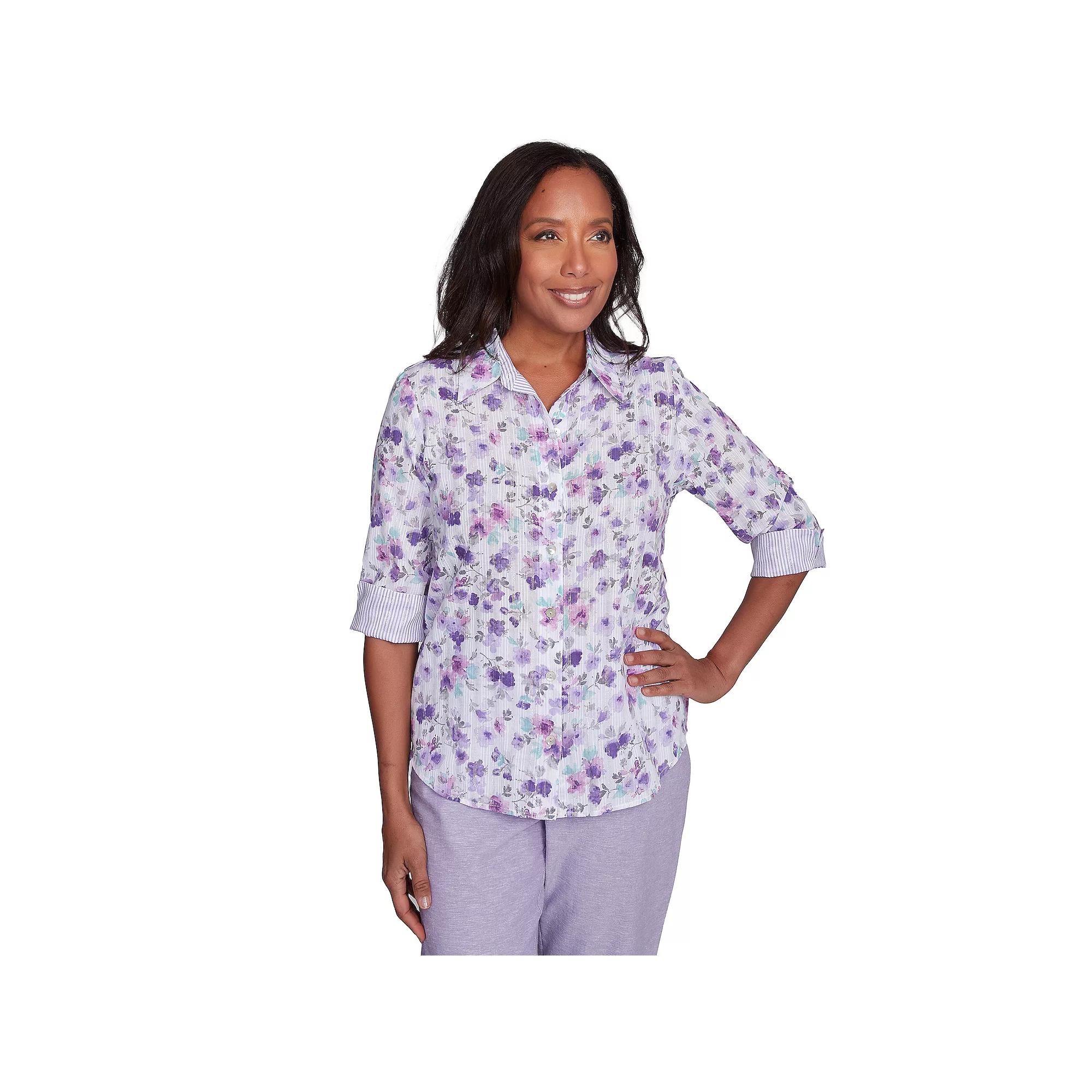 Women's Alfred Dunner Woven Button-Down Top,  Product Image