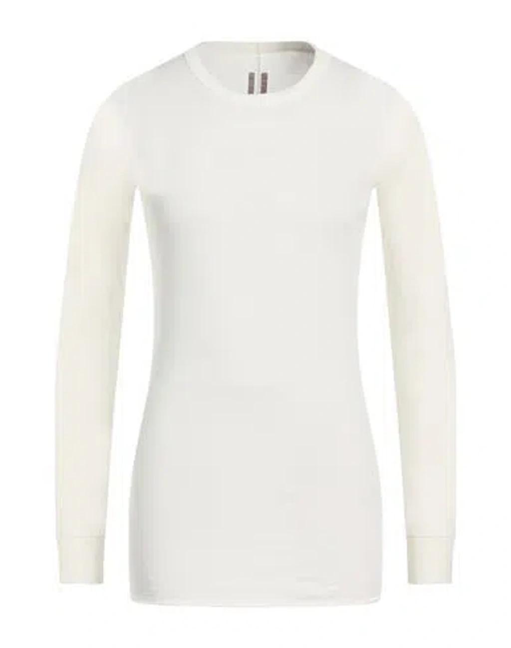 RICK OWENS Ribbed Long Sleeve Silk Blend T-shirt In Milk Product Image