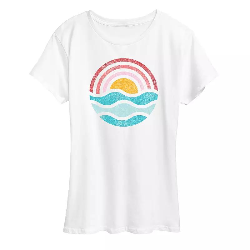 Women's Simple Sunset Waves Graphic Tee, Girl's,  Product Image