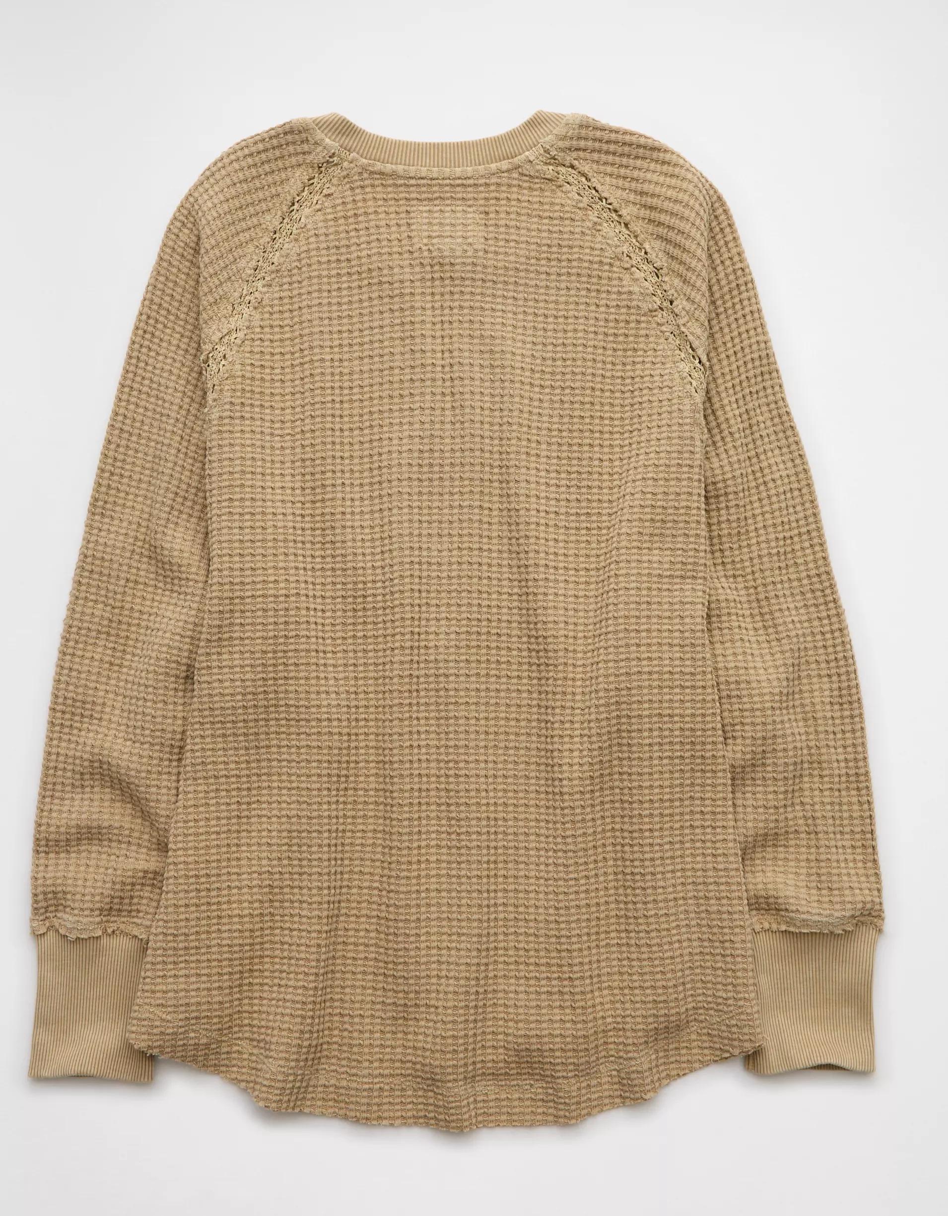 AE Big Hug Notch Neck Waffle Sweatshirt Product Image