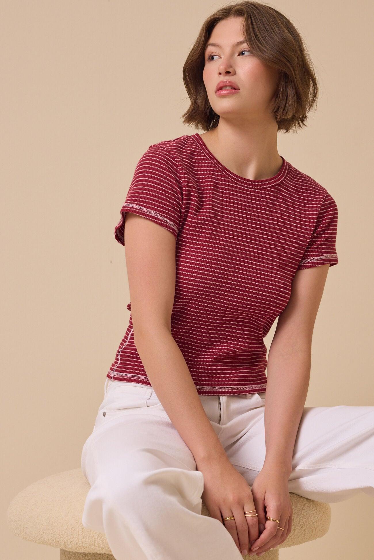 Campbell Stripe Crop Tee Product Image