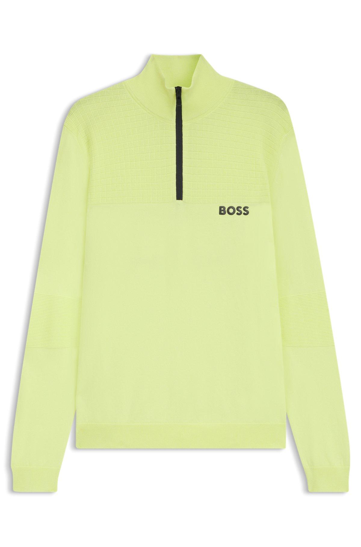 BOSS - Water-repellent cotton sweater with zip neck - Light Green Product Image