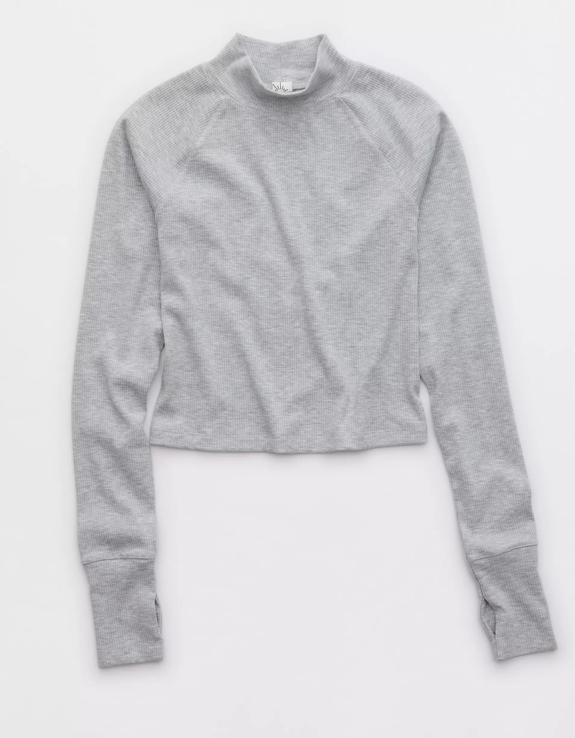 OFFLINE By Aerie Thumbs Up Heavyweight Mock Neck T-Shirt Product Image