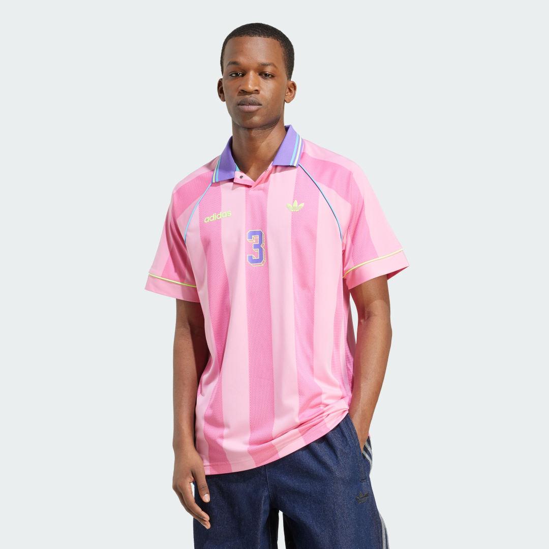 adidas Jacquard Stripe Jersey Lucid Pink 2XL Mens Product Image