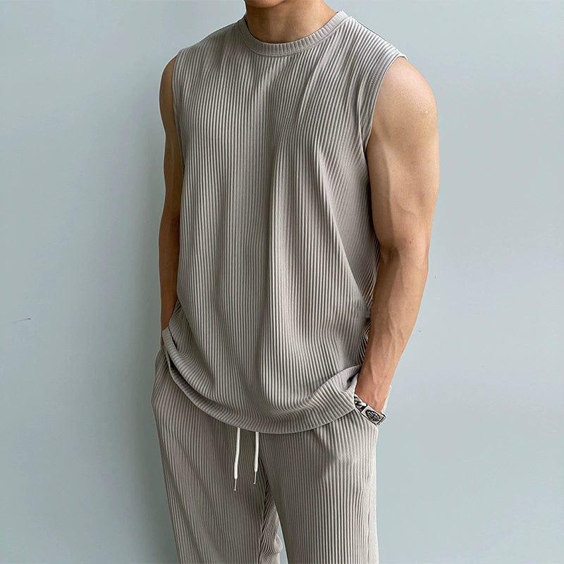 RT No. 11931 PLEATED SLEEVELESS SHIRT & WIDE DRAWSTRING PANTS Product Image