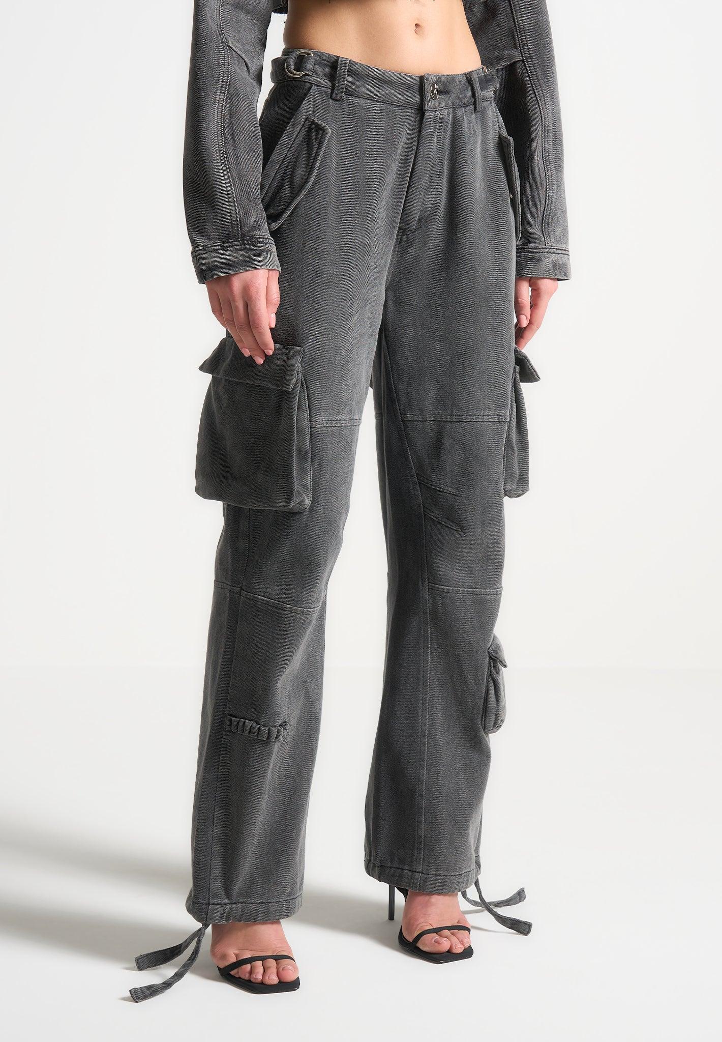 Mid Rise Cargo Pants - Washed Grey Female Product Image