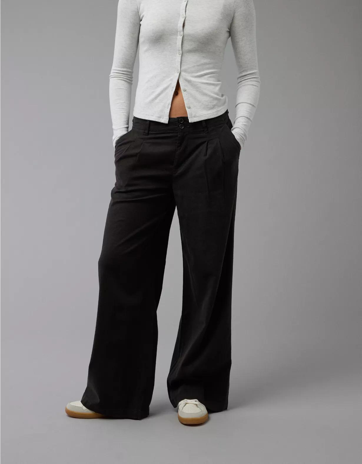 AE Stretch Linen-Blend High-Waisted Wide-Leg Trouser Product Image