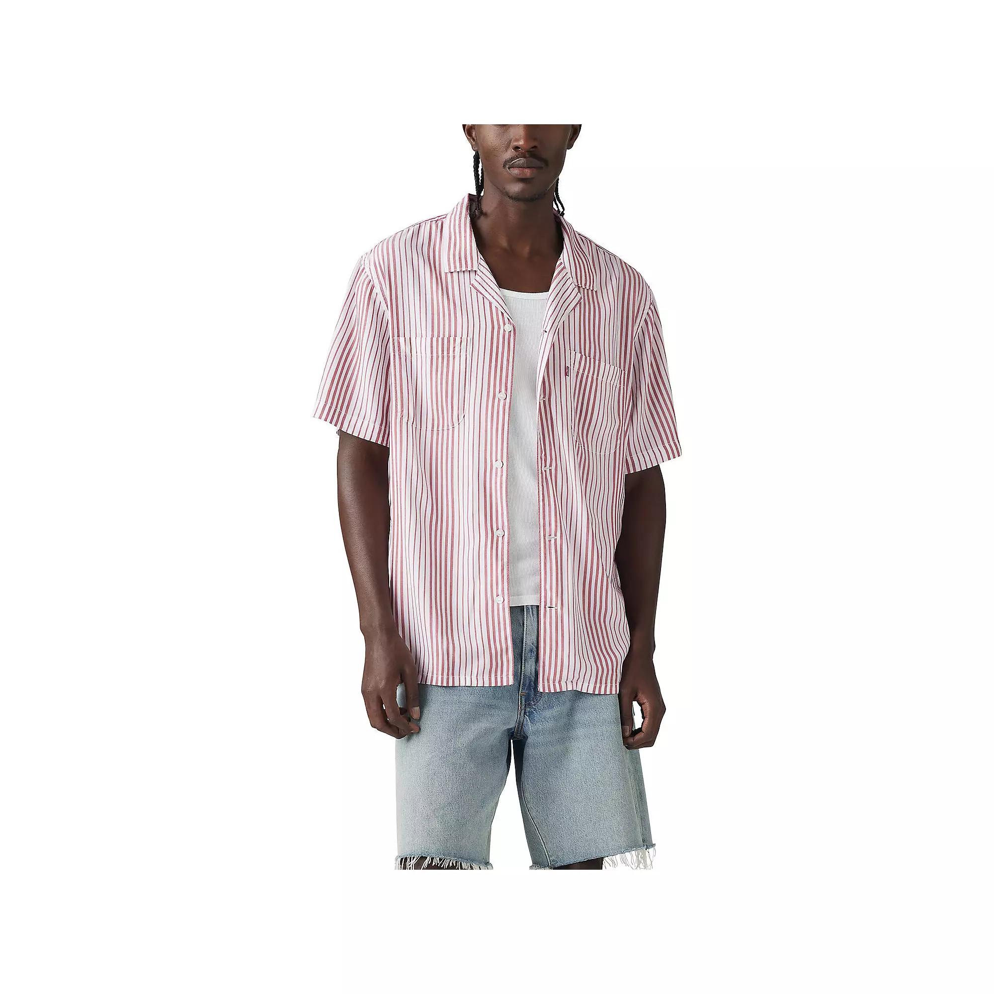 Men's Levi's® Classic Standard Fit Short Sleeve Button-Front Shirt, Size: Small, Silas Stripe Red Product Image