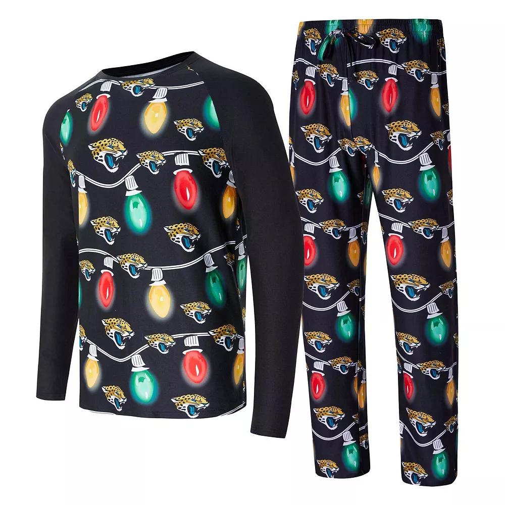 Men's Concepts Sport  Black Jacksonville Jaguars Garland Knit Raglan Long Sleeve T-Shirt and Pants Set, Size: 2XL Product Image