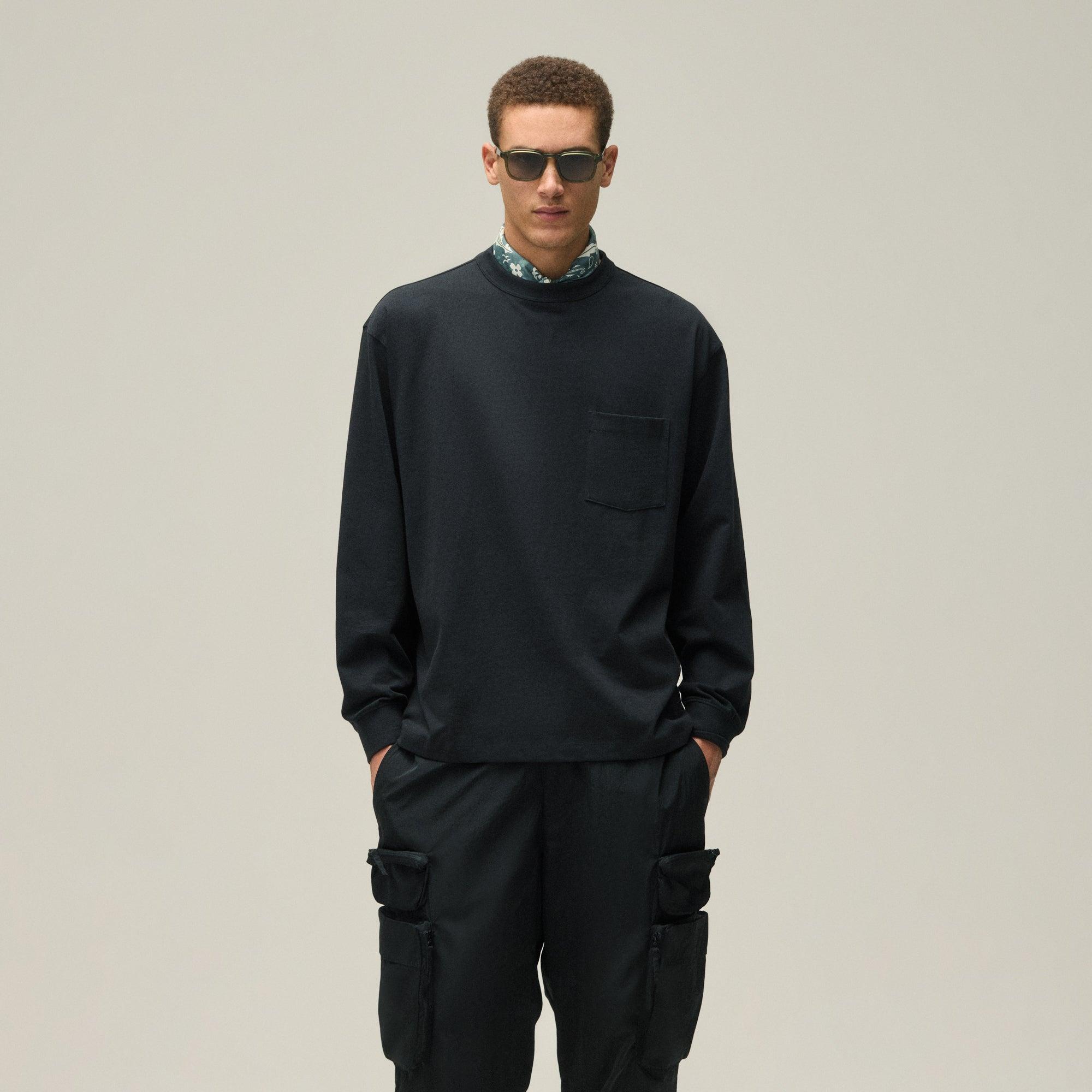 Kith Long Sleeve Leonard Pocket Tee - Black Male Product Image