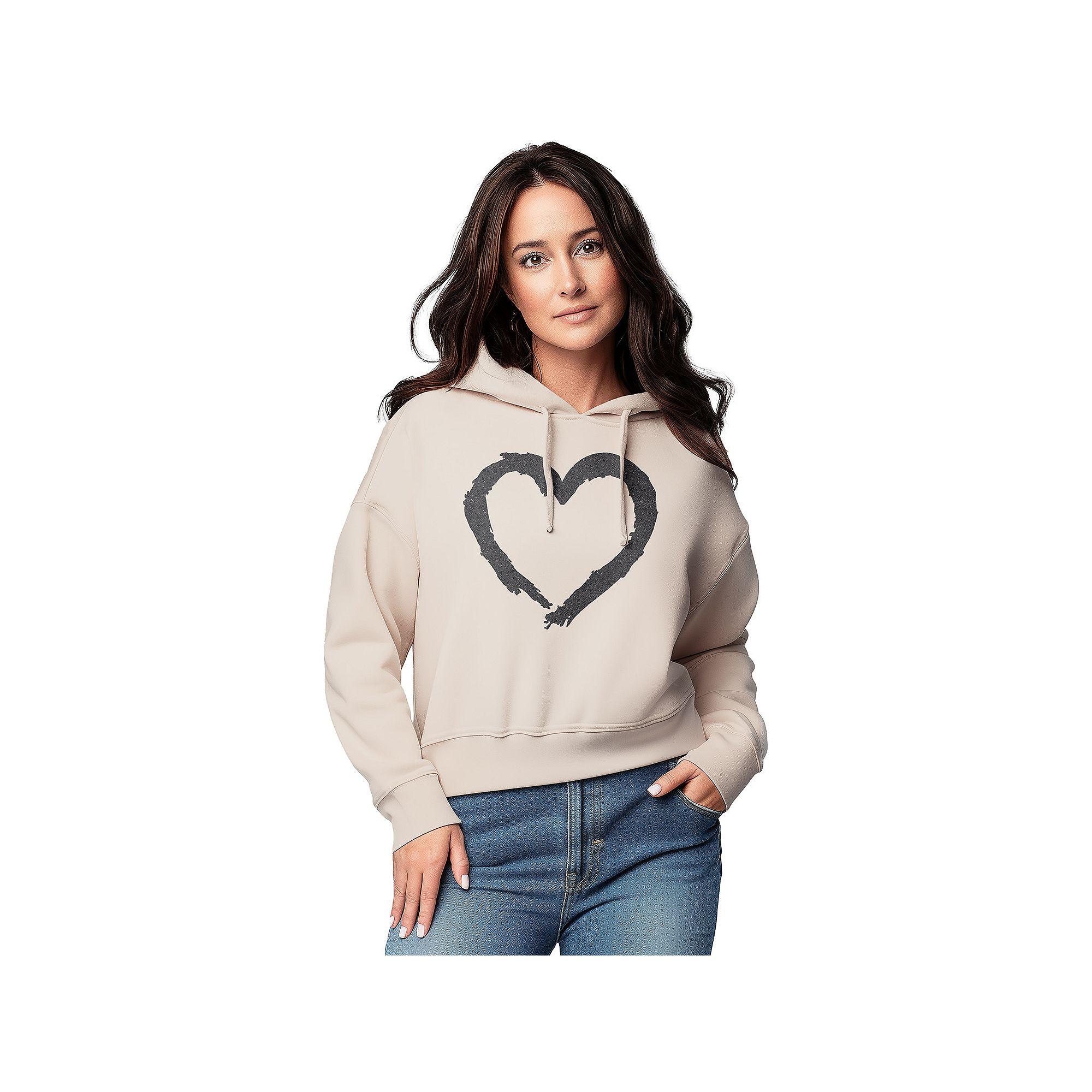 Women's Paintbrush Stroke Heart Graphic Cropped Hoodie,  Product Image