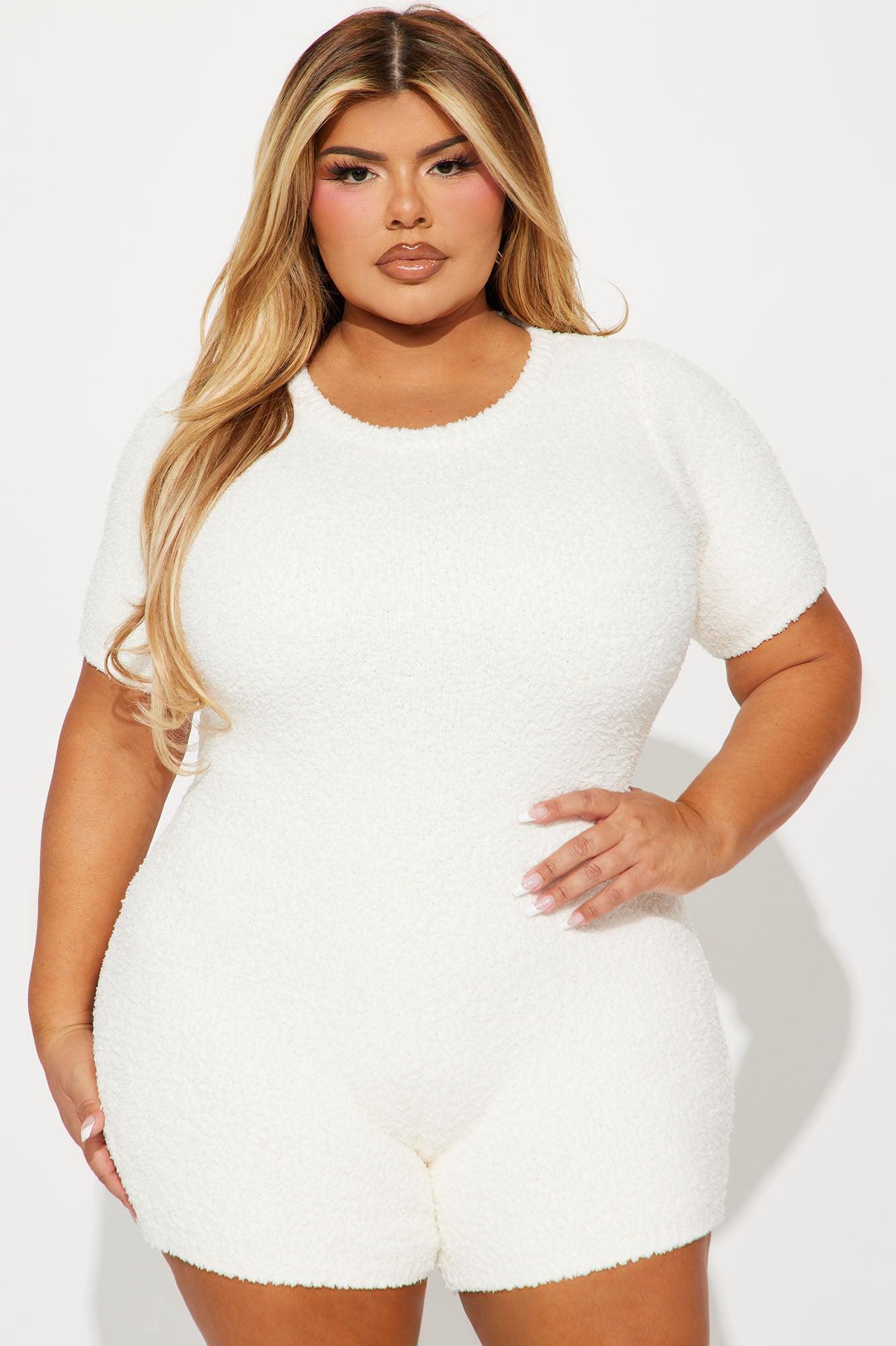 Turn The Lights Down Cozy Romper - Ivory Product Image