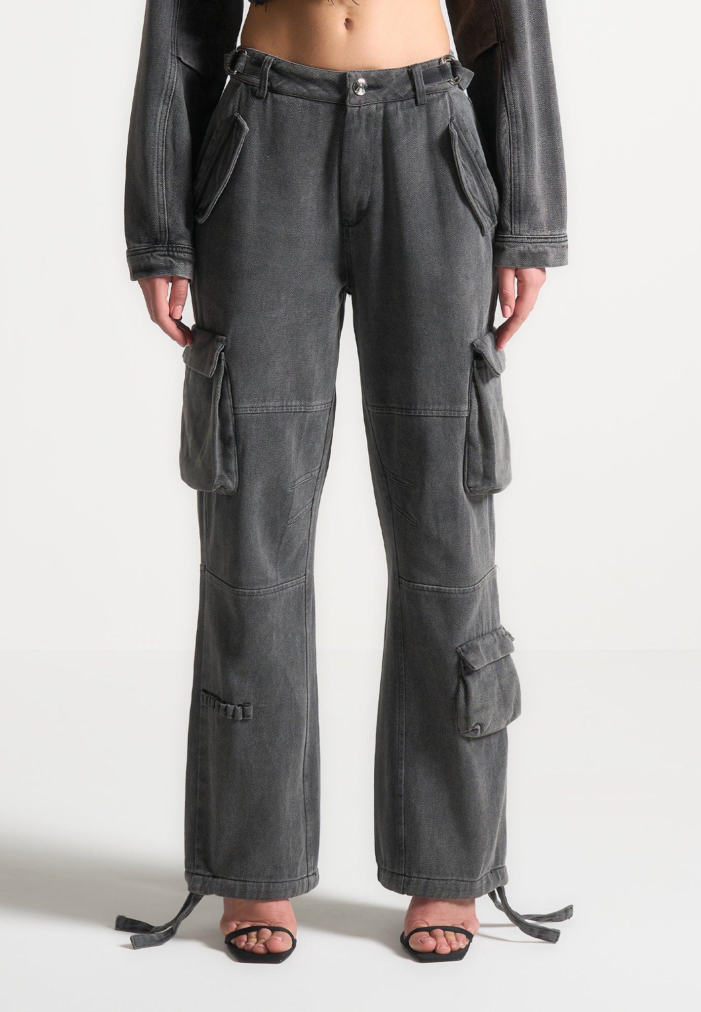 Mid Rise Cargo Pants - Washed Grey Female Product Image