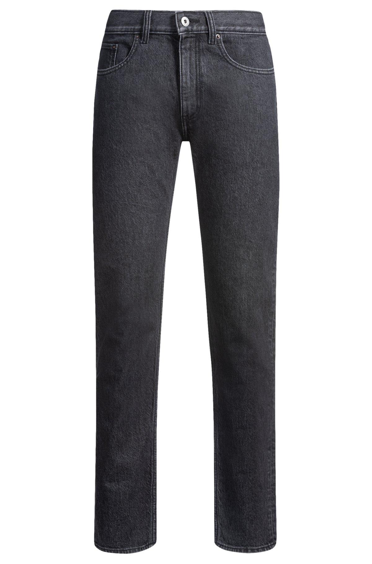 Slim-fit jeans in black stonewashed stretch denim Product Image