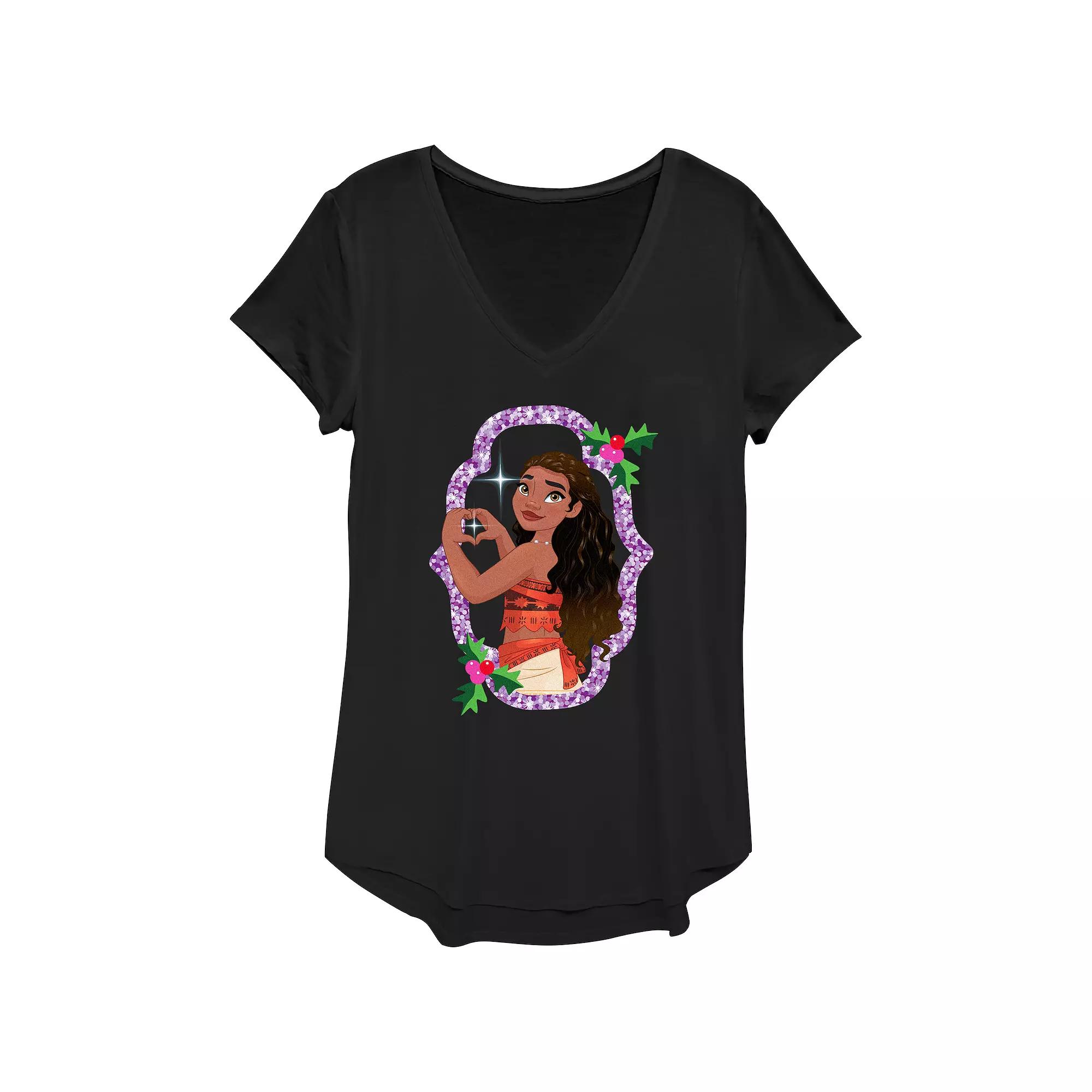 Disney's Moana Sparkling Christmas Wreath Women's Graphic Tee,  Product Image