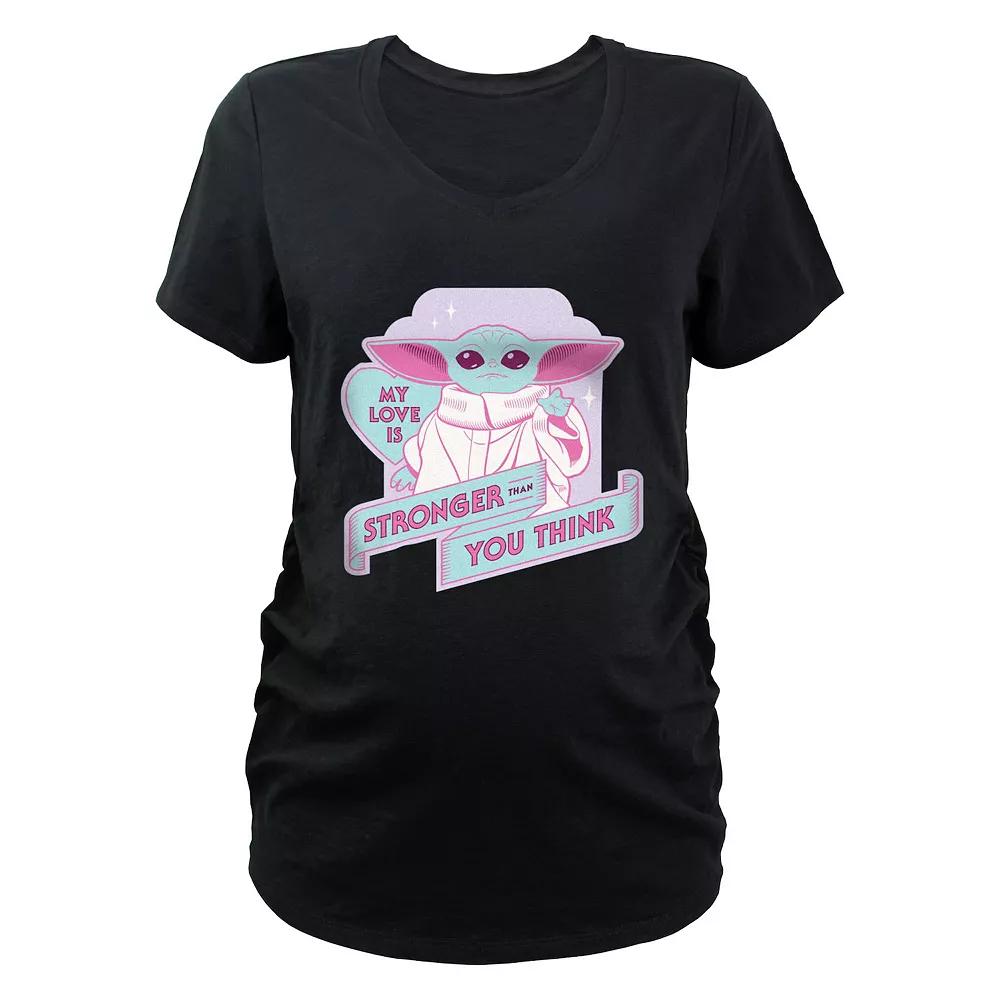 Maternity Star Wars The Mandalorian The Child My Love Is Stronger Than You Think Graphic Tee, Women's, Size: Large-Mat, Black Product Image