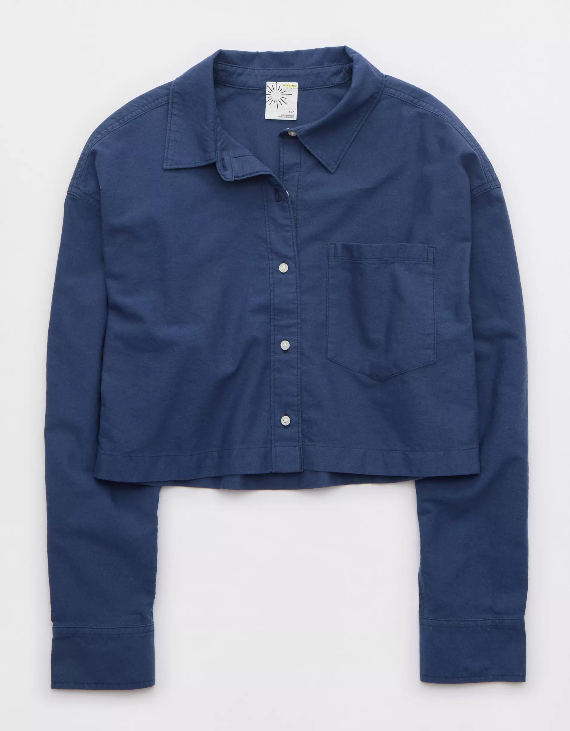OFFLINE By Aerie Cropped Button Up Shirt Product Image