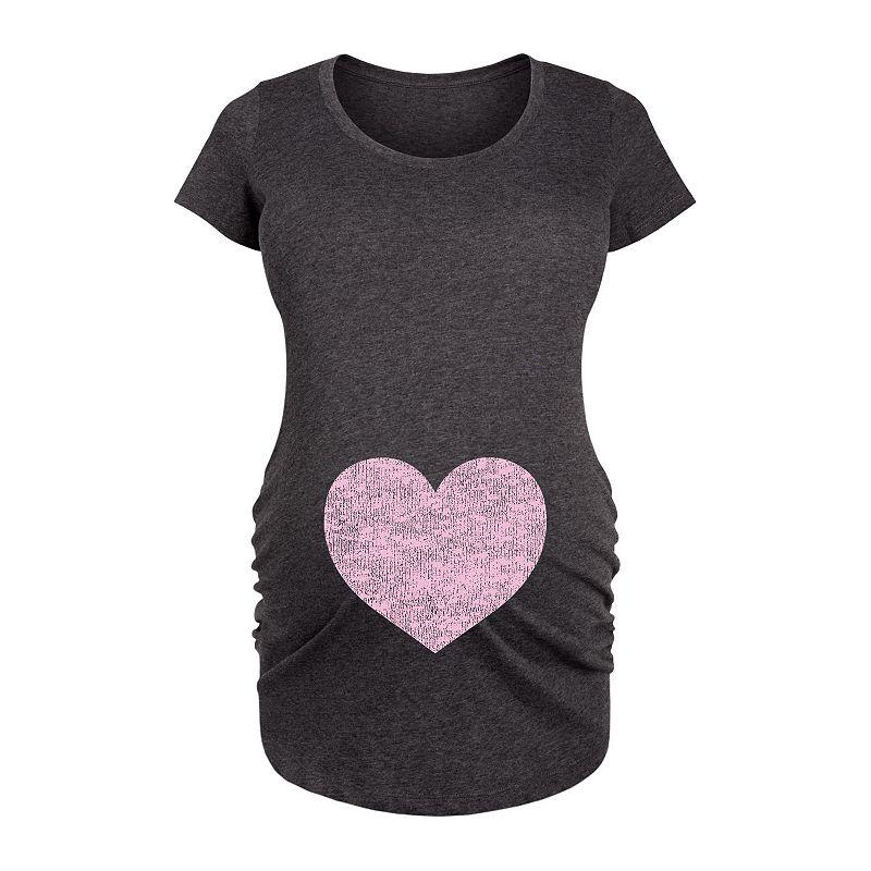 Maternity Pink Heart Graphic Tee, Women's,  Product Image