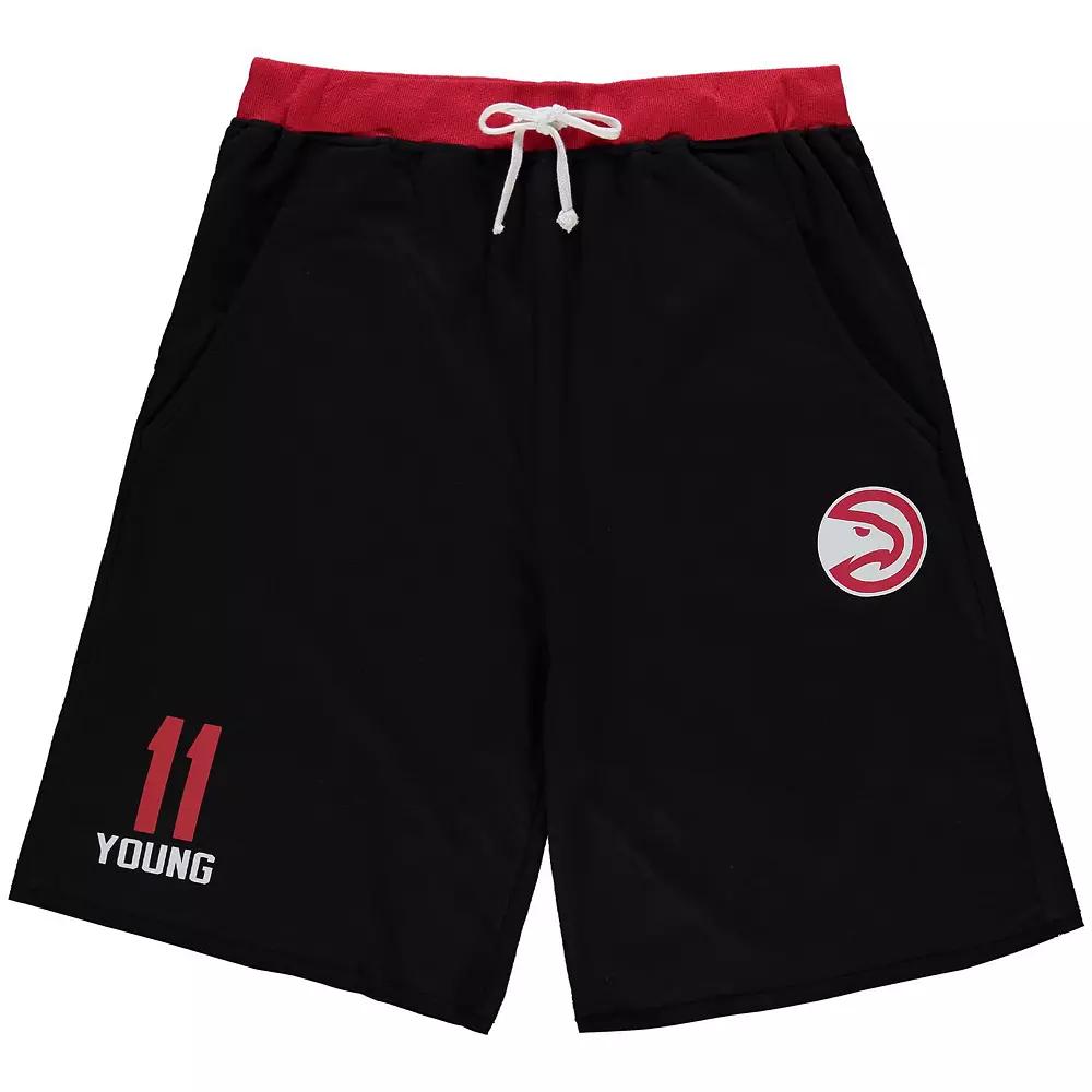 Men's Trae Young Black Atlanta Hawks Big & Tall French Terry Name & Number Shorts, Size: 3XLT Product Image