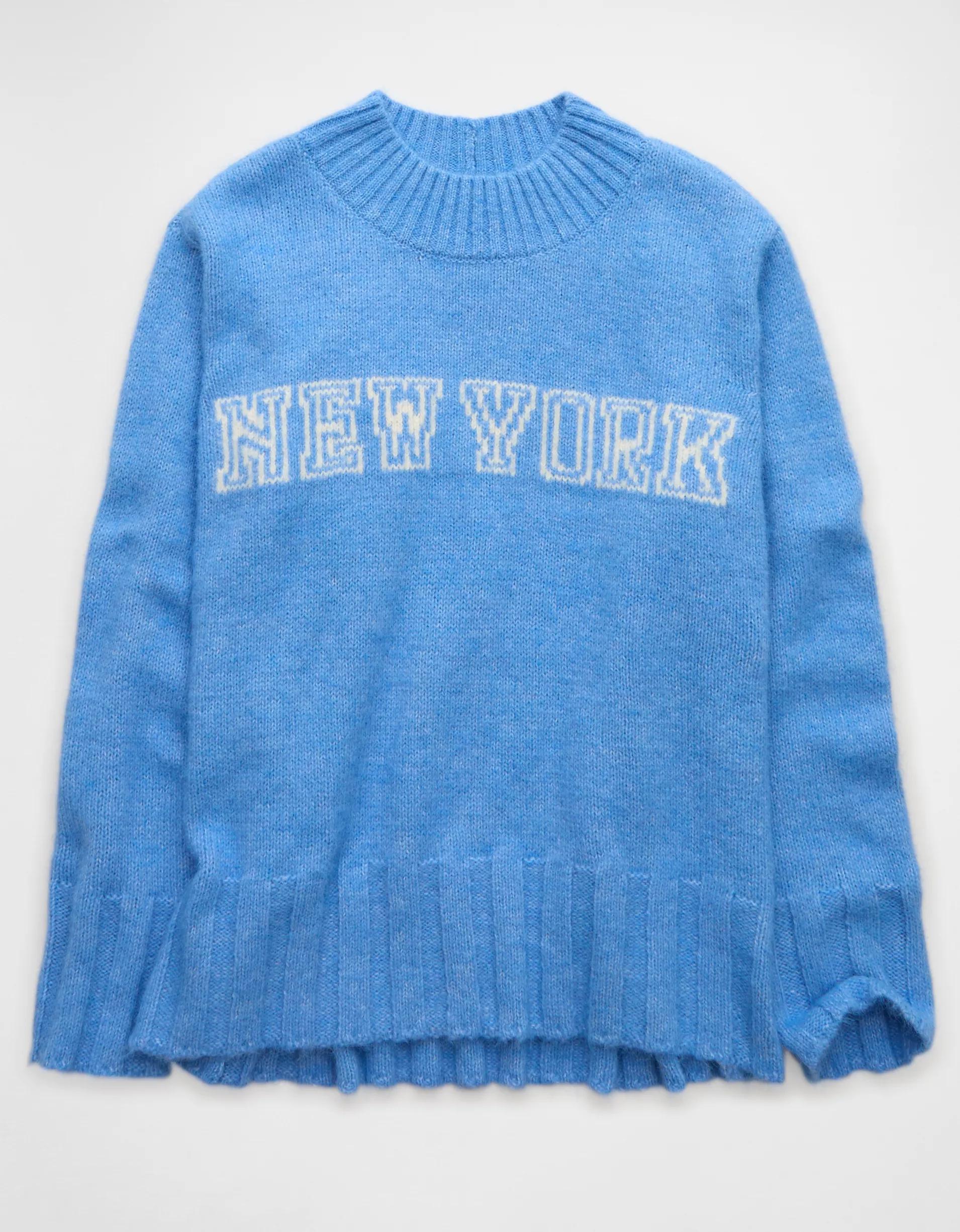 AE Oversized Faux Mohair Wide Cuff Sweater Product Image