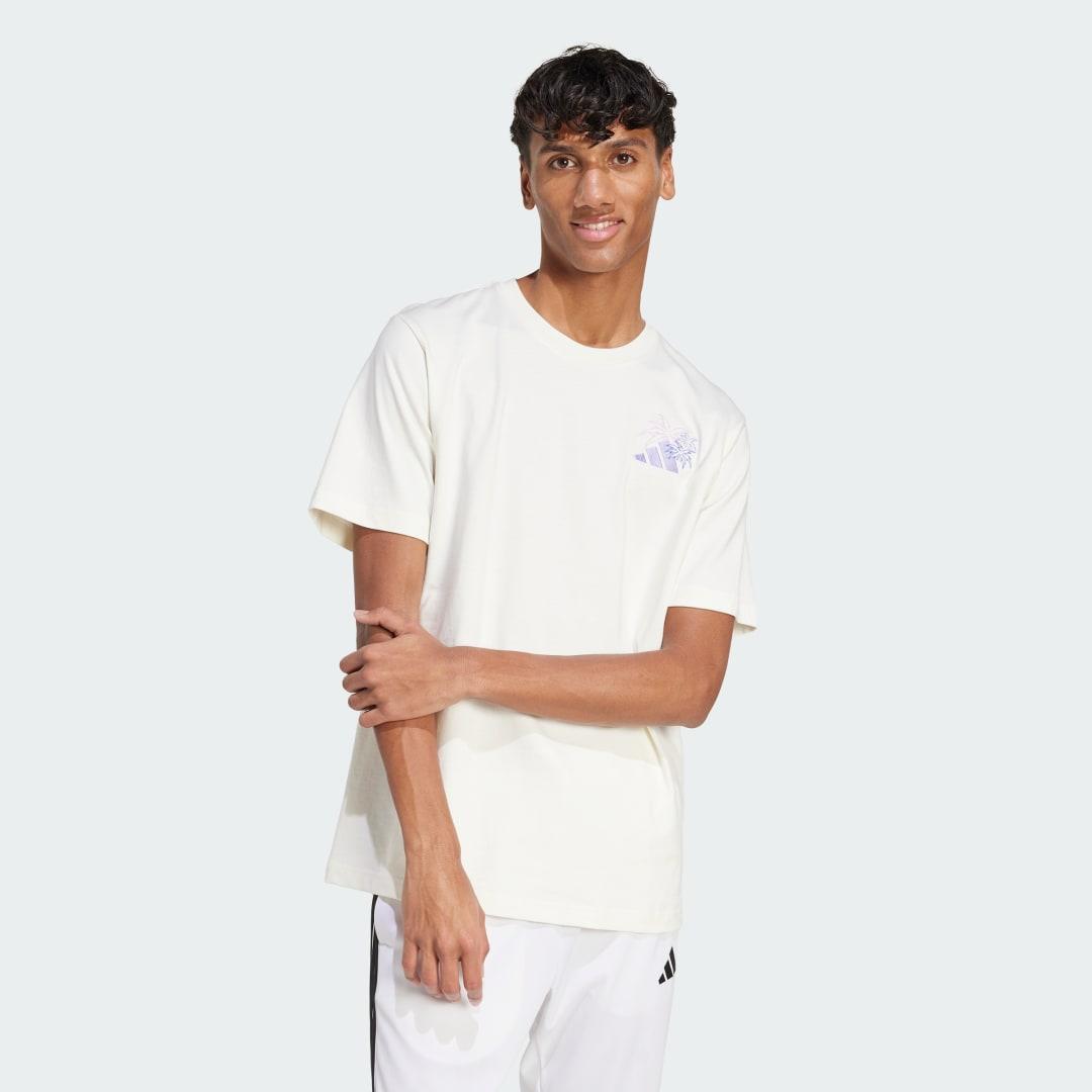 adidas Lounge Pastel Embroidery Graphic Tee Royal Blue 2XL Mens Product Image