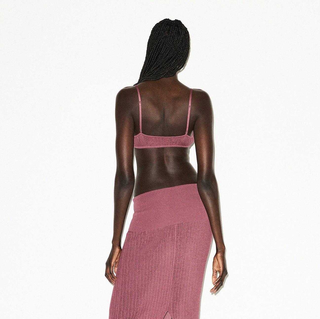 SHEER KNIT LONG SLEEVE HENLEY | BEET Product Image