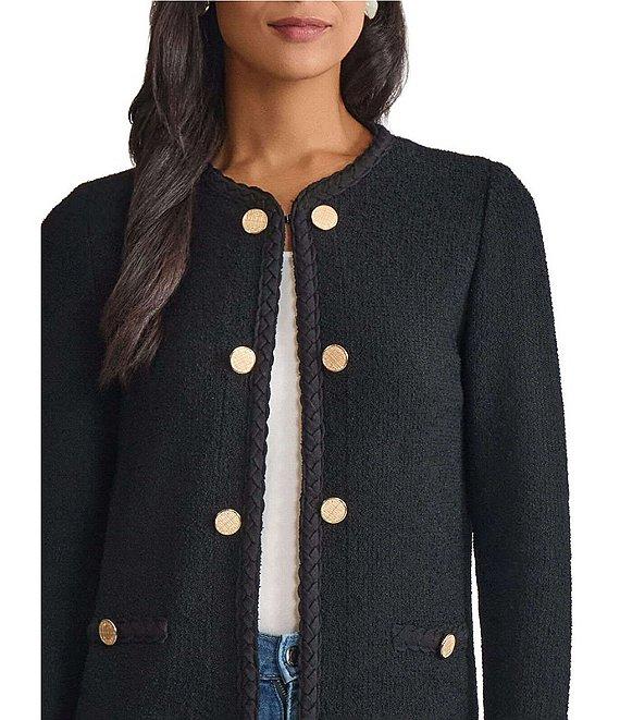 MISOOK Lightweight Soft Tweed Jewel Neck Long Sleeve Jacket Product Image
