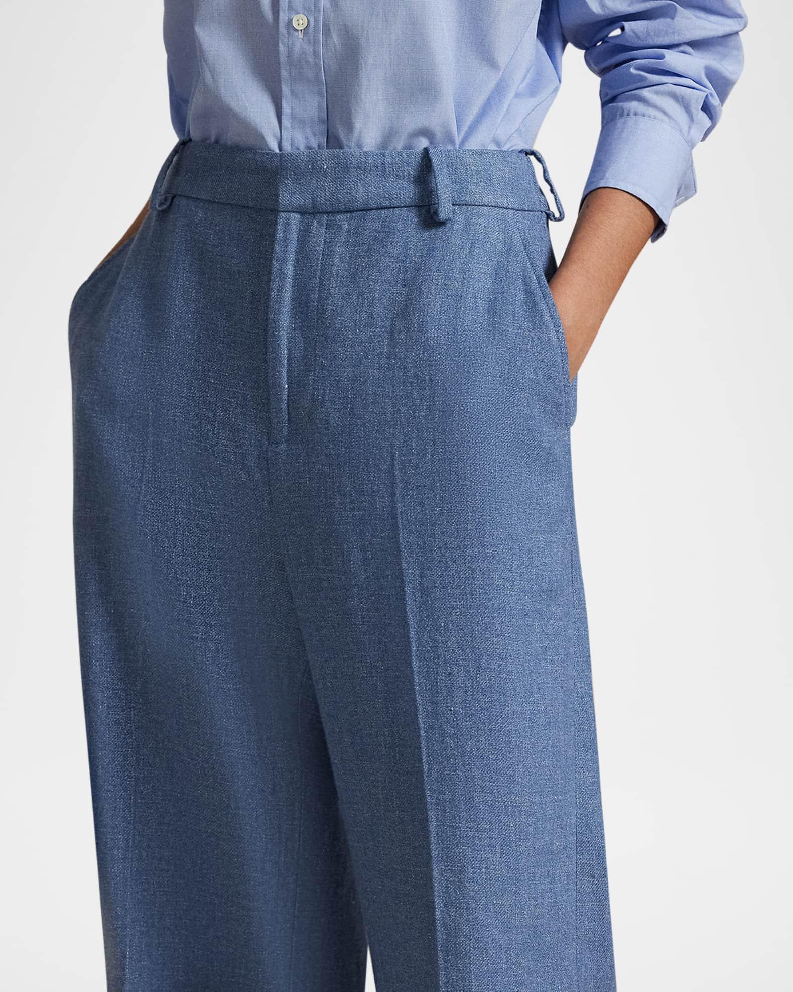 Linen-Cotton Twill Wide-Leg Pants Product Image