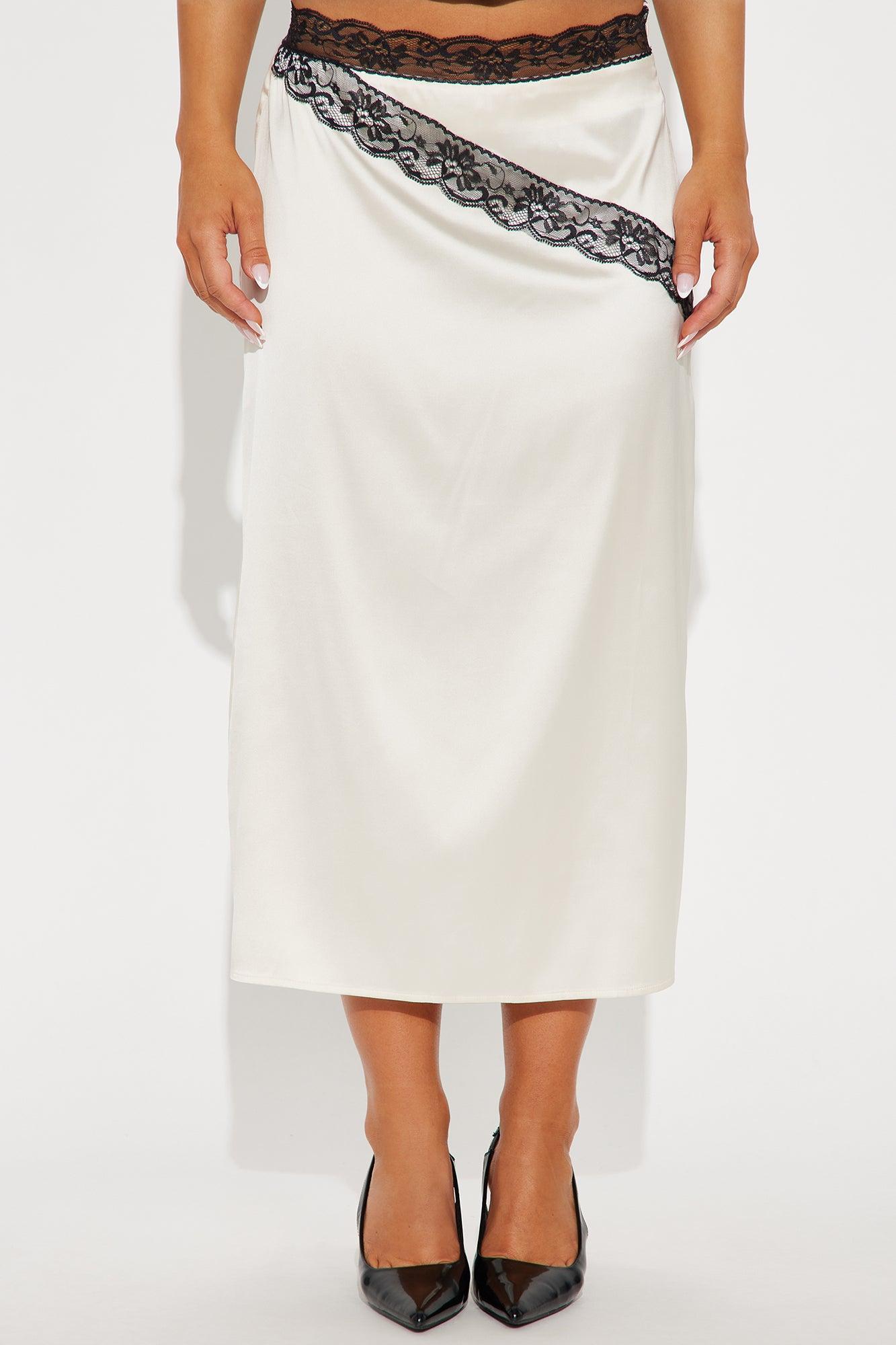 Ananya Satin Midi Skirt - Champagne Product Image