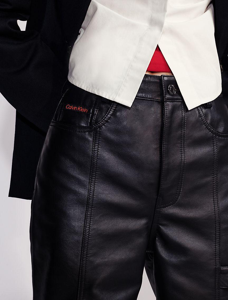 Leather Wide Leg Cargo Pants Product Image