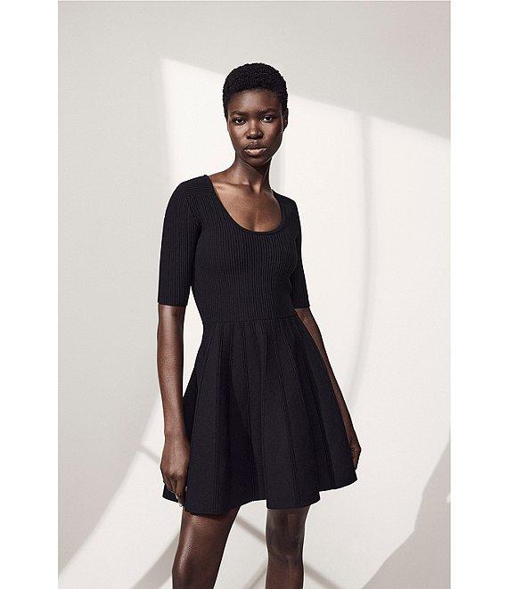 BOSS By Hugo Boss Frankina Compact Knit Scoop Neck Short Sleeve Fit-And-Flare Dress Product Image
