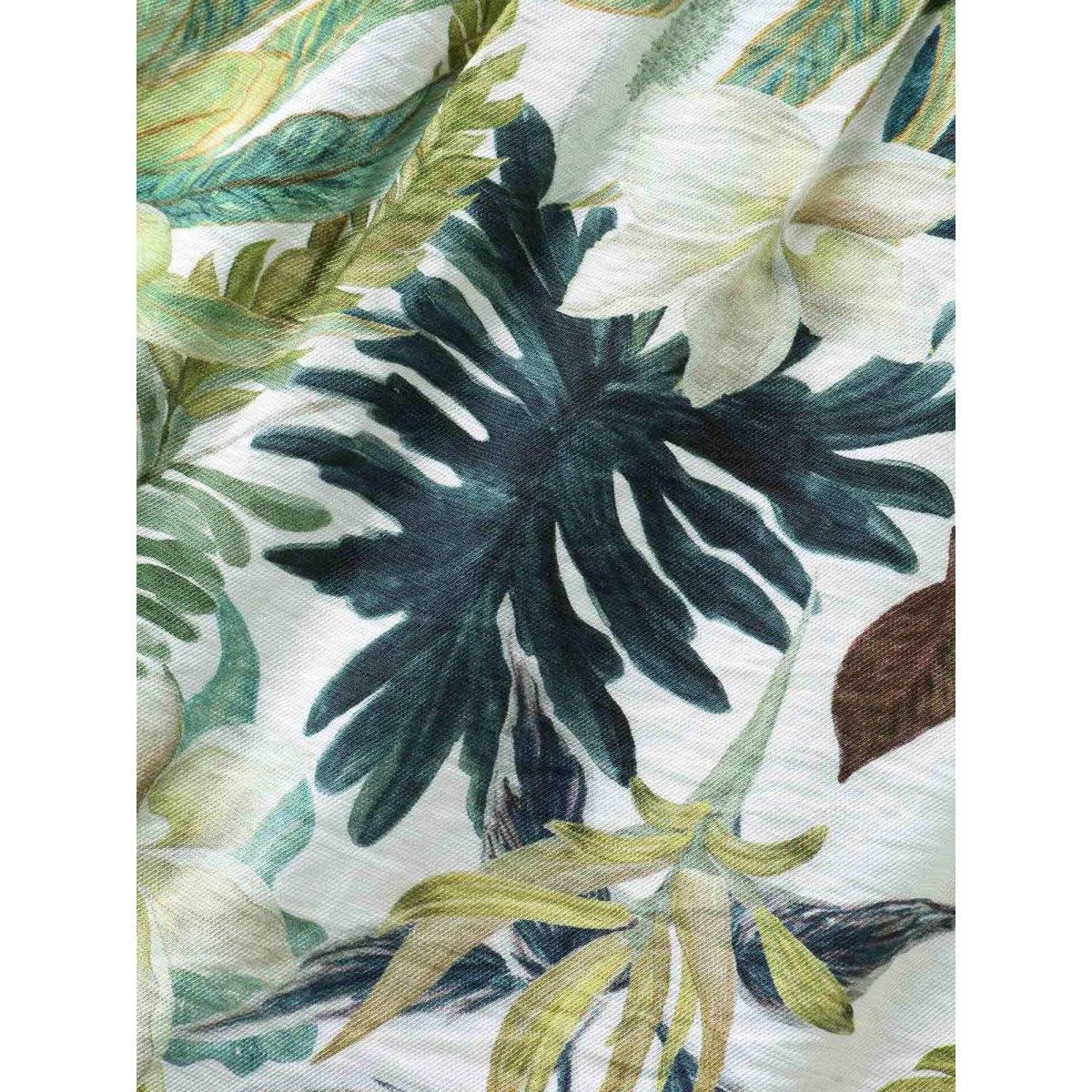 Plus Size Tropical Floral Print Spliced Maxi Dress Moss Women Round Neck Short sleeve Curvy BloomChic 14-16/1X Product Image