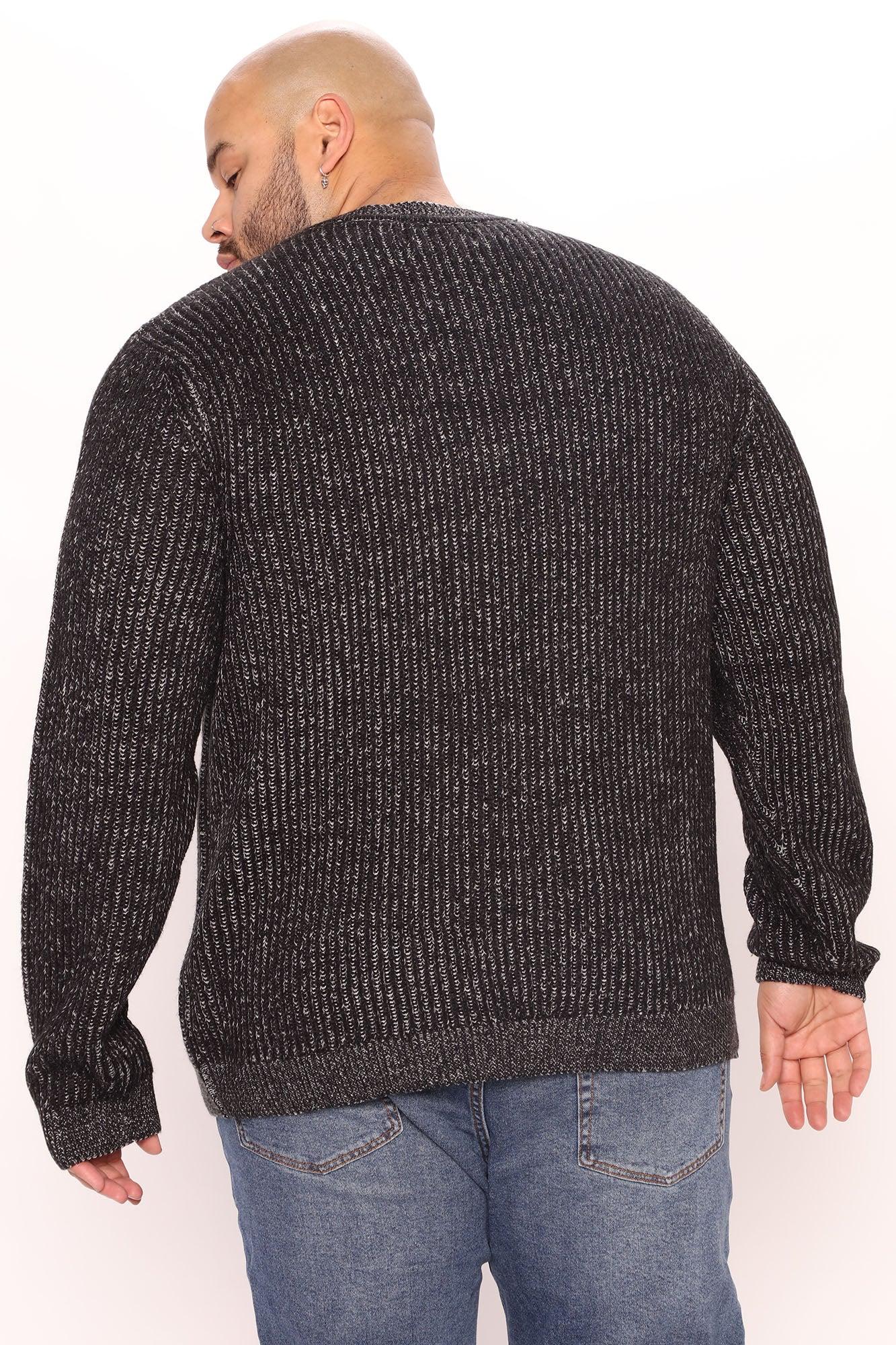 Heavy Ribbed Pullover Sweater - Black/combo Product Image