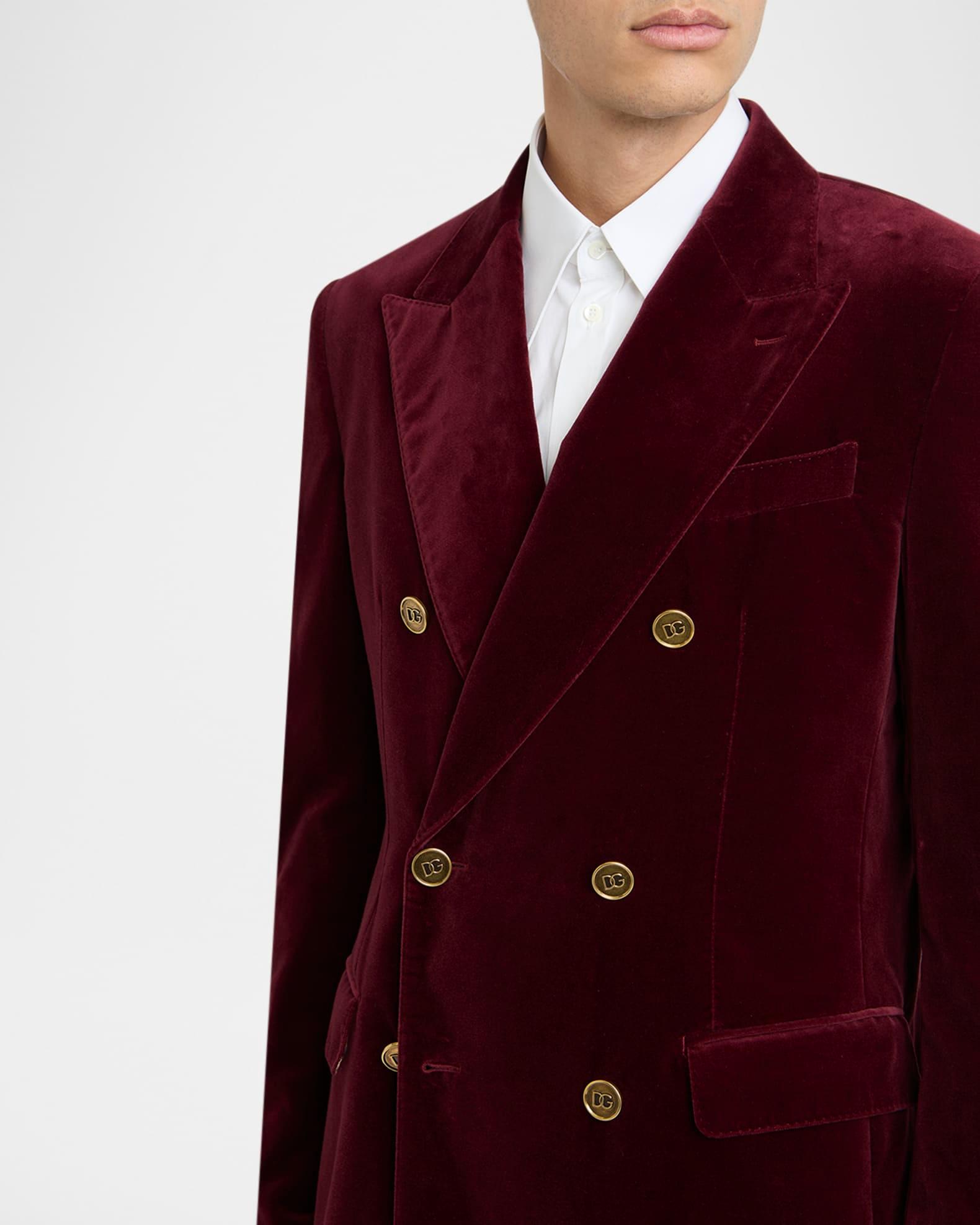 Men's Velvet Double-Breasted Peak Lapel Dinner Jacket Product Image