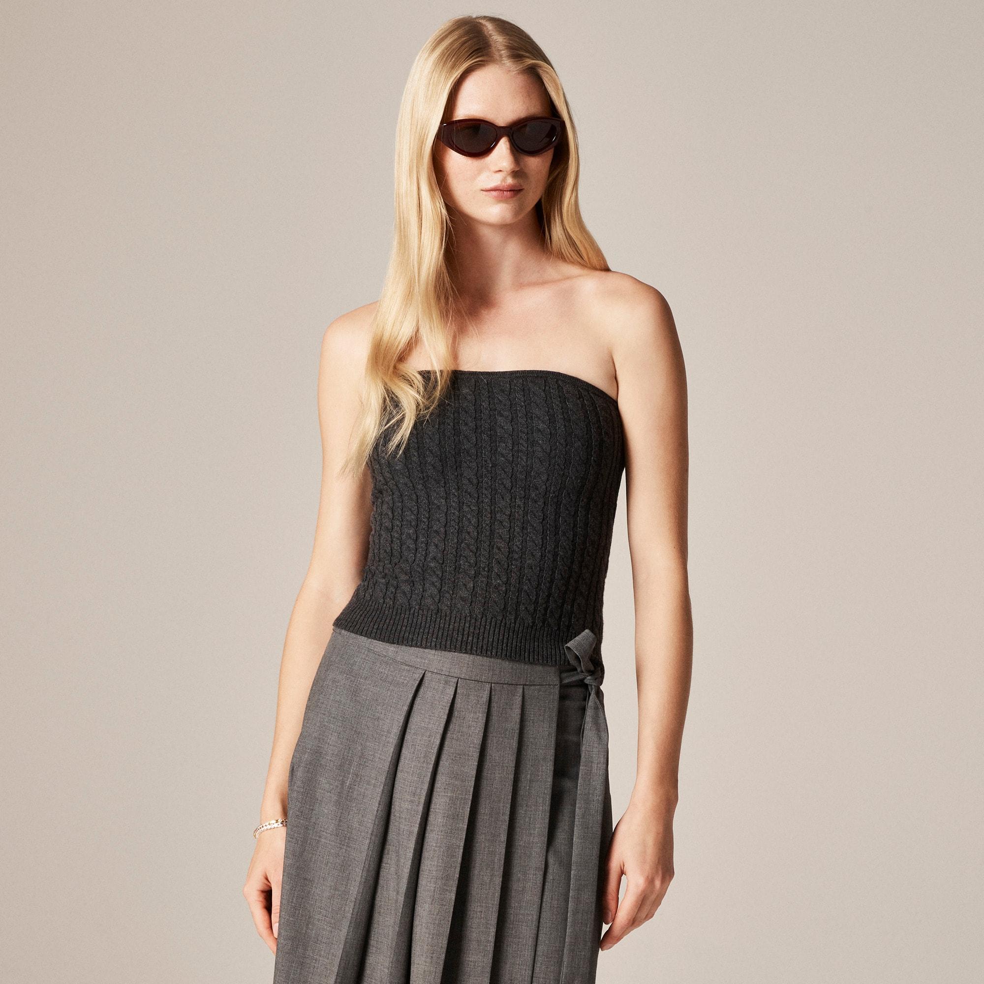 Cable-knit tube top in merino wool Product Image