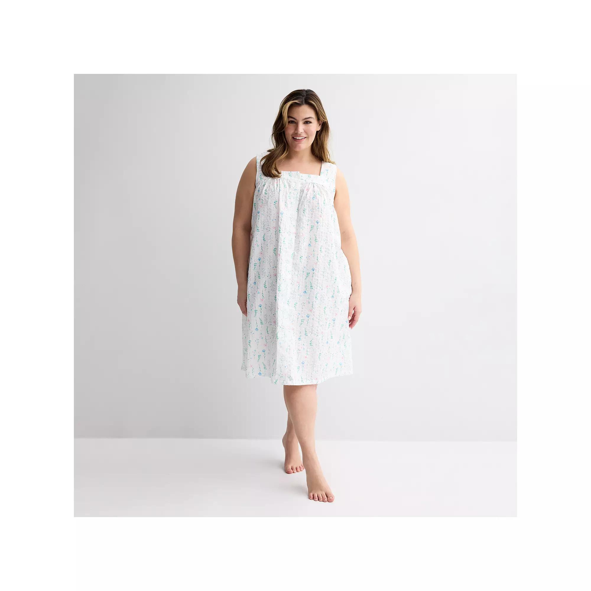 Plus Size Croft & Barrow® Woven Nightgown, Women's, Size: 2XL, Dogwood Floral Blue Product Image