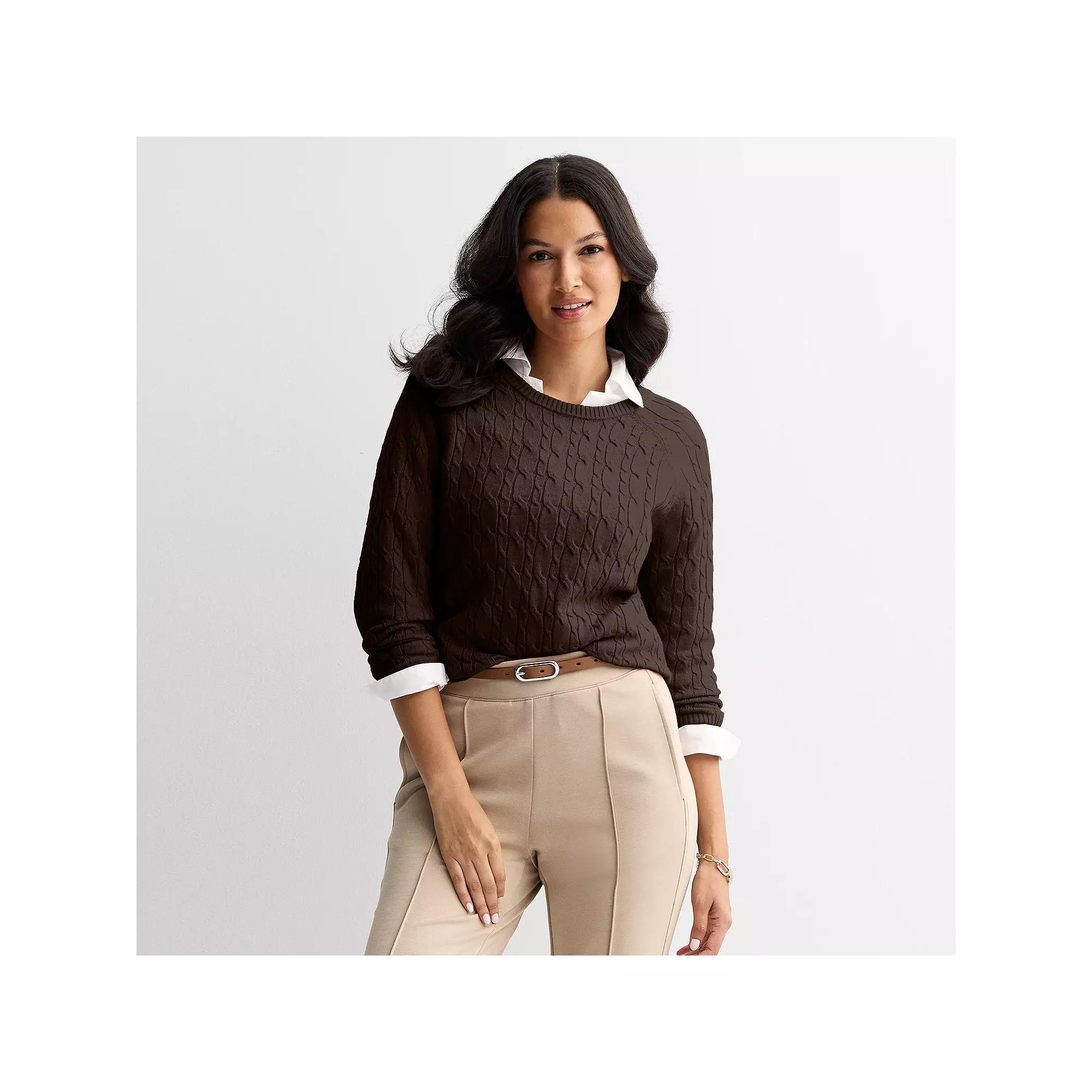 Women's Croft & Barrow® The Extra Soft Cable Crew Neck Sweater,  Product Image