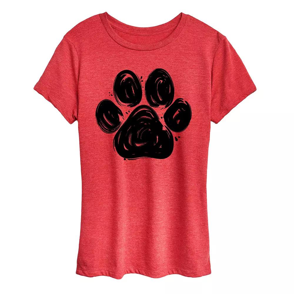Women's Brushstroke Paw Print Graphic Tee, Girl's,  Product Image
