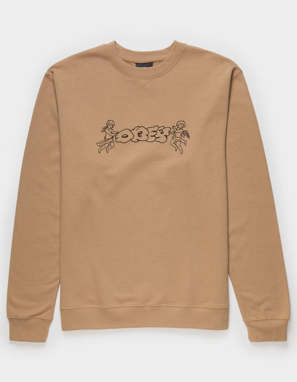OBEY Cherub Throwie Mens Crewneck Sweatshirt - SAND Product Image