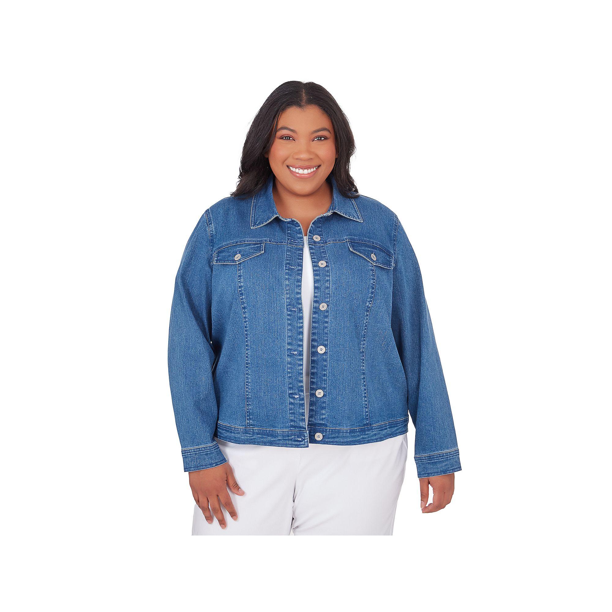 Plus Size Alfred Dunner Classic Fit Denim Jacket, Women's, Size: 2XL, Light Blue Product Image