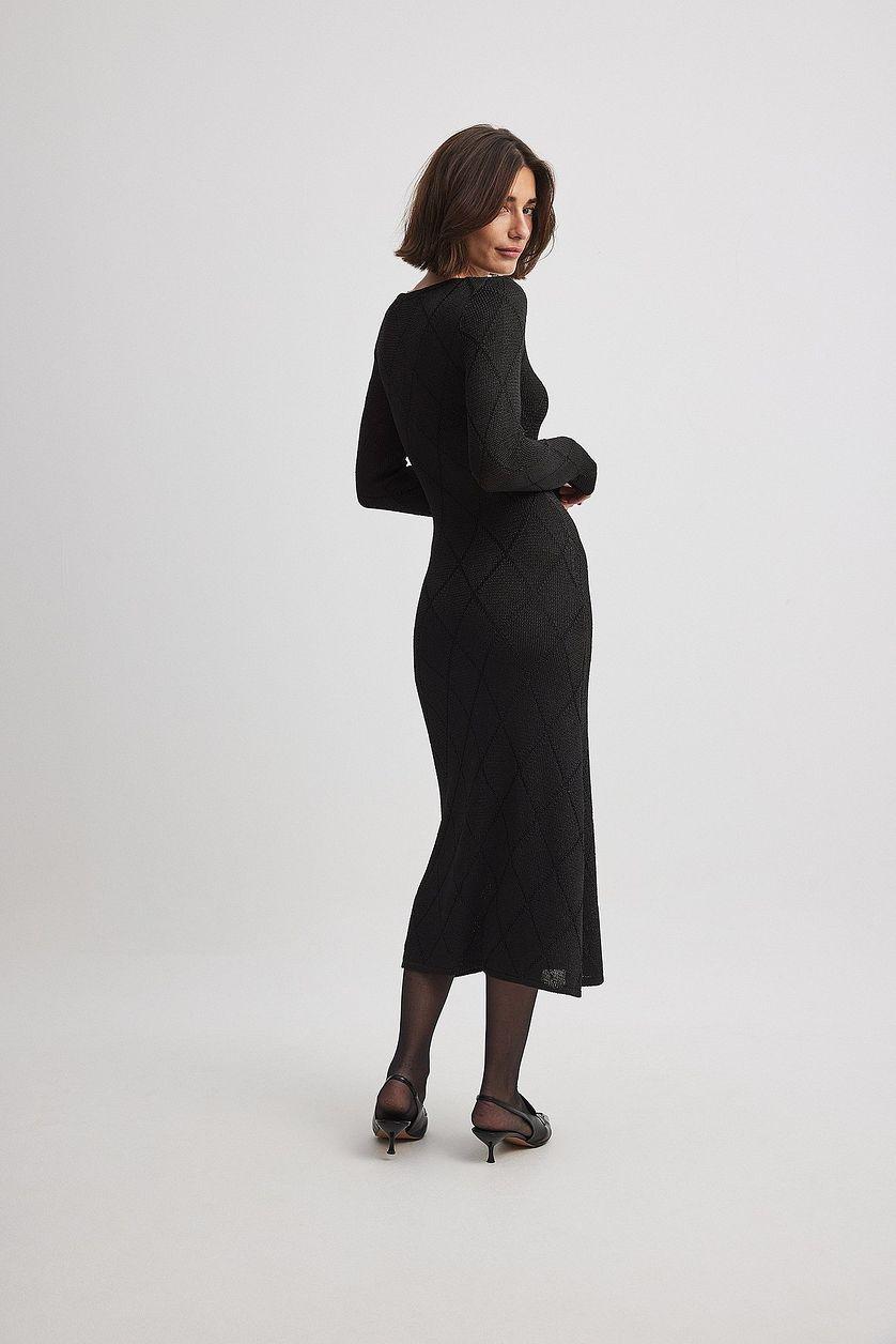 Knitted V-Neck Midi Dress Product Image