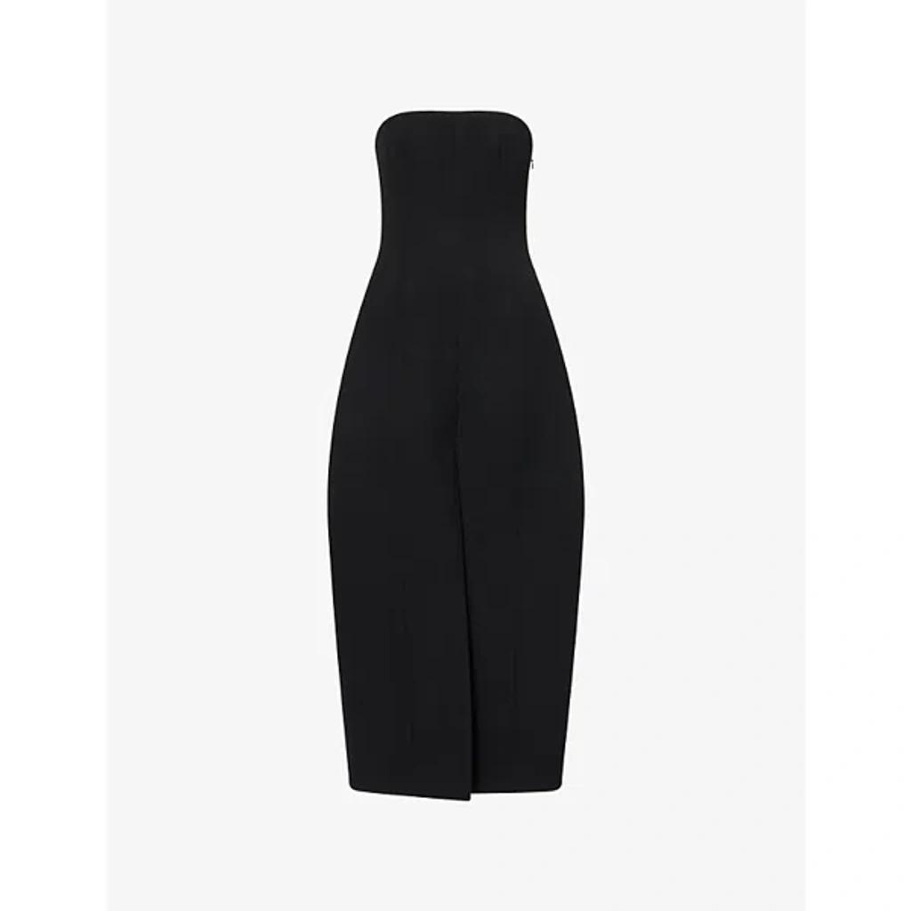 ALAÏA Strapless Dress In Textured Wool In Black Product Image