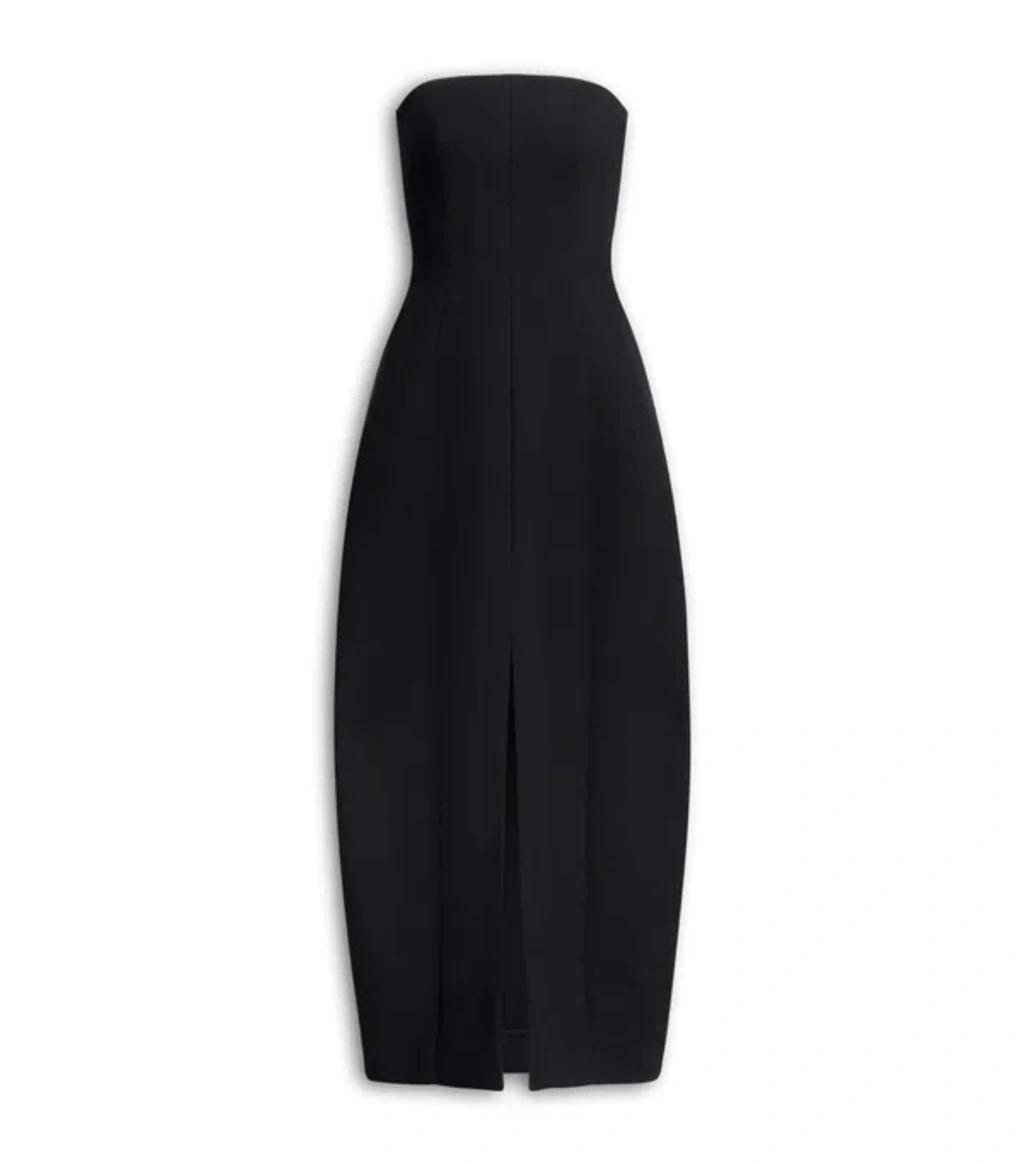 ALAÏA Strapless Dress In Textured Wool In Black Product Image