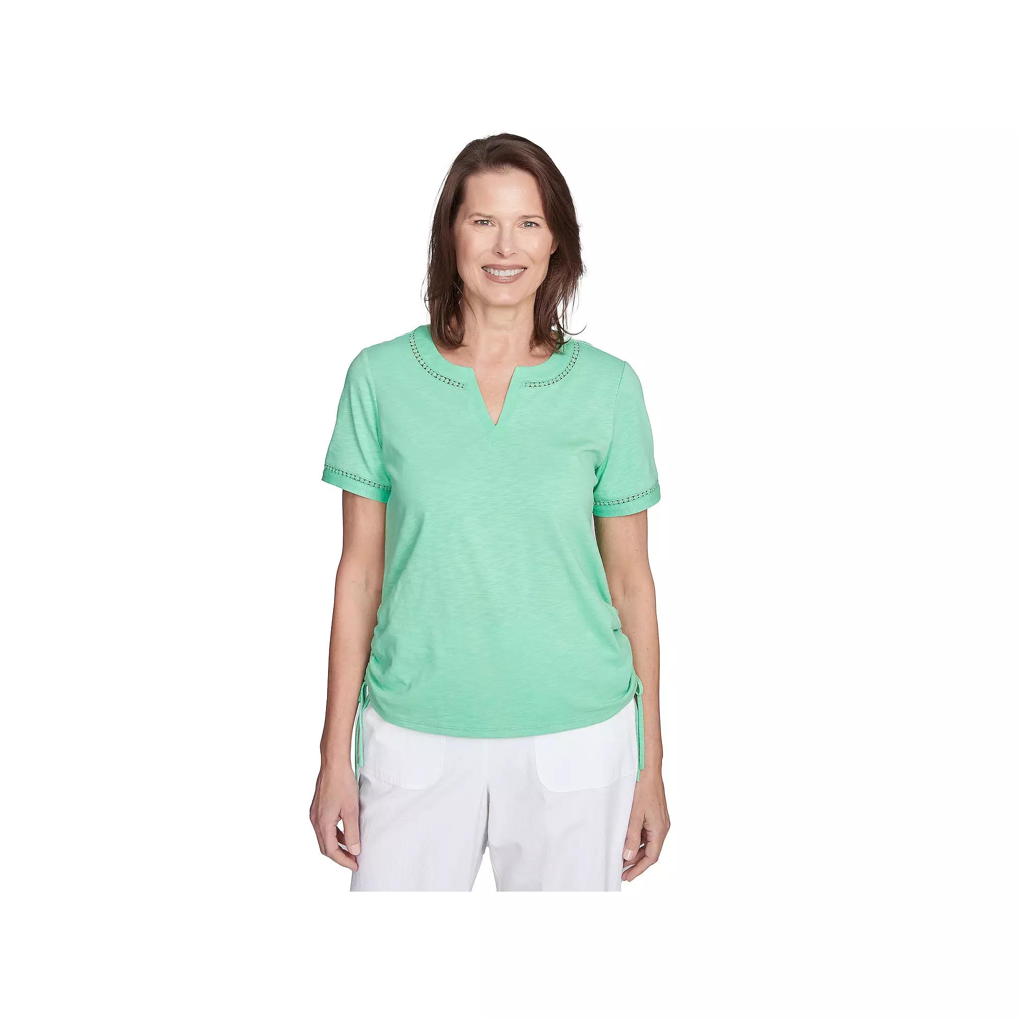 Women's Dot Lace-Trimmed Short Sleeve Tee,  Product Image