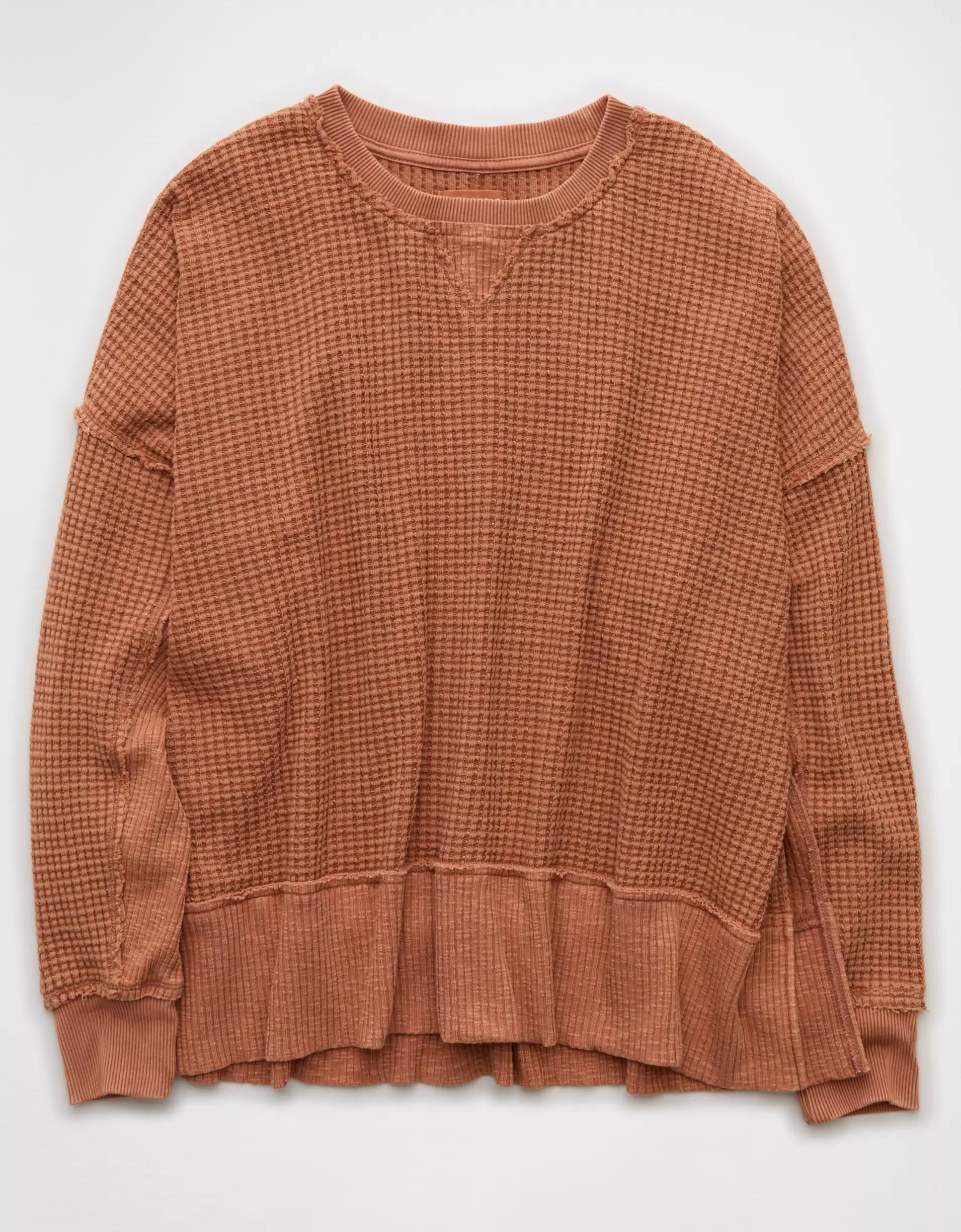 AE Big Hug Crew Neck Waffle Sweatshirt Product Image